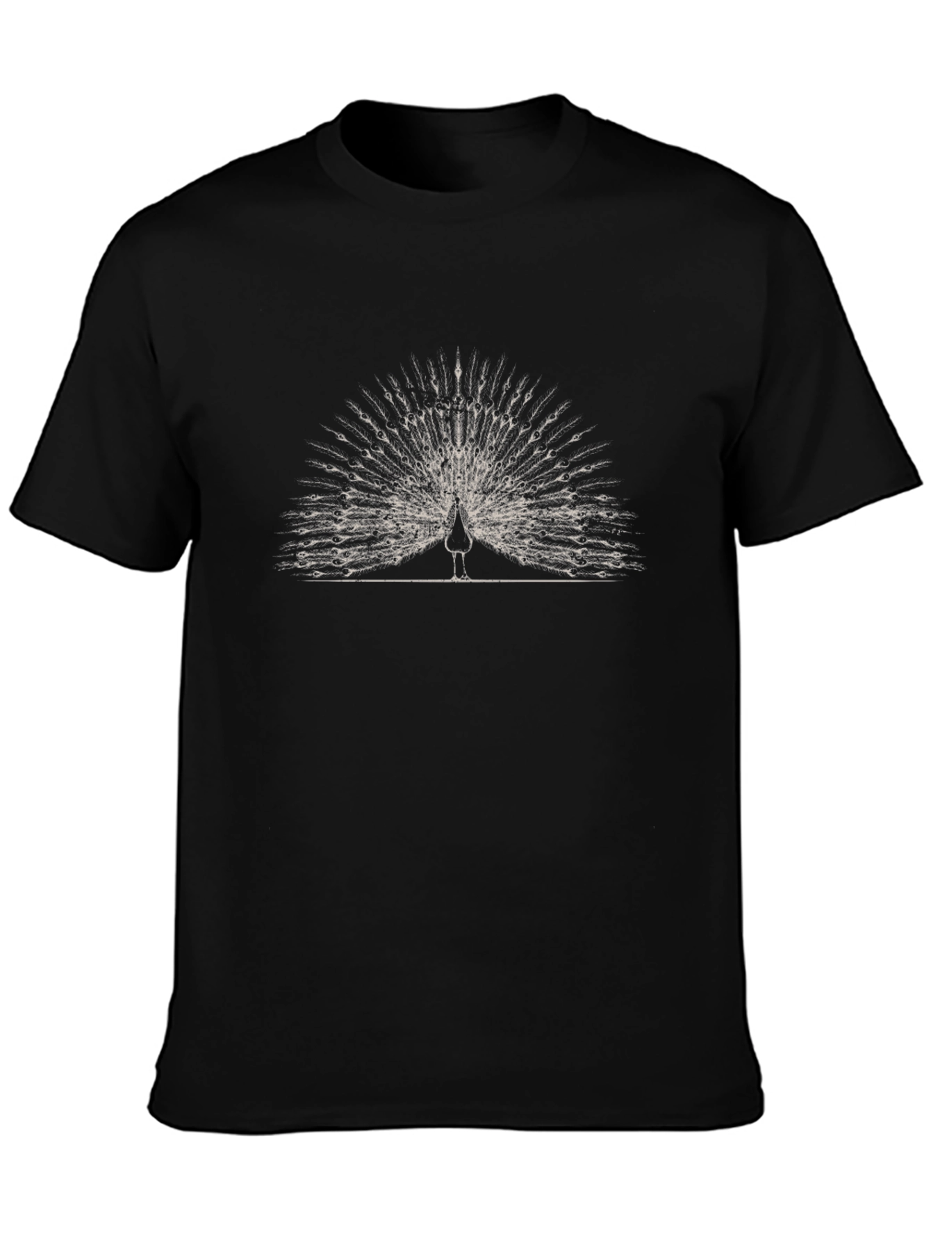 Peacock Graphic Print Black T-Shirt