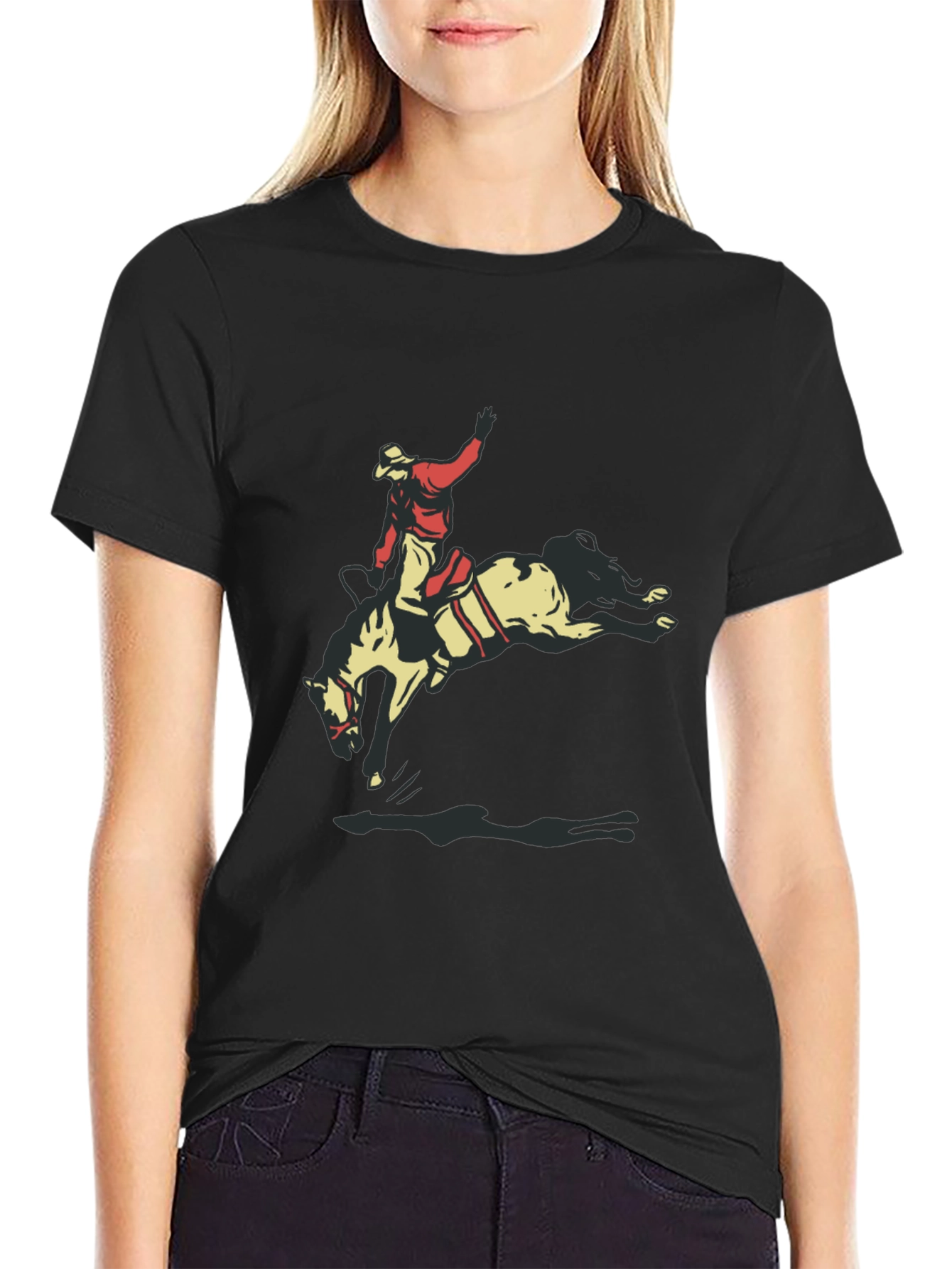 Rodeo Rider Graphic Tee - Black Casual T-Shirt