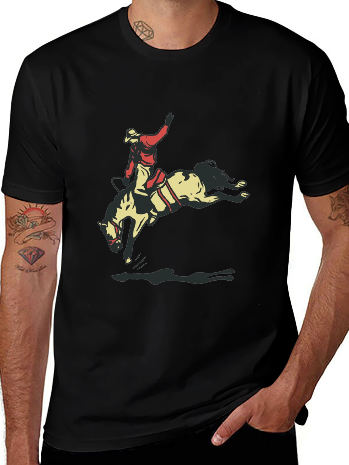 Rodeo Rider Graphic Tee - Black Casual T-Shirt