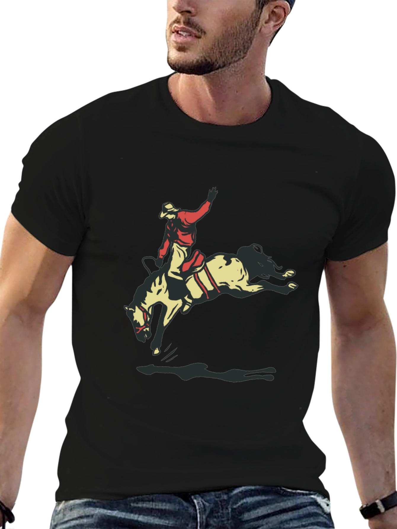 Rodeo Rider Graphic Tee - Black Casual T-Shirt