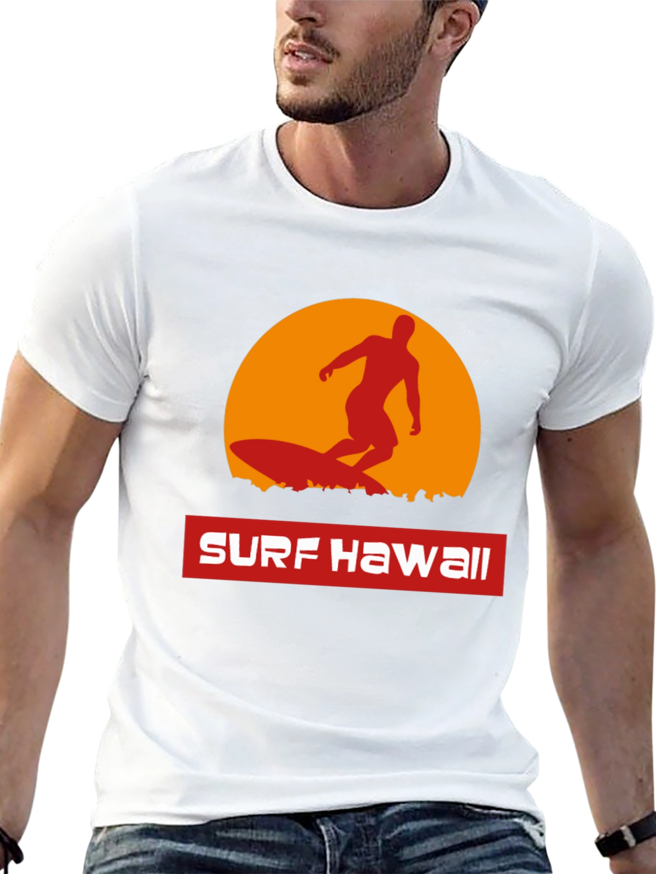 Surf Hawaii T-Shirt - Retro Sunset Surfer Tee