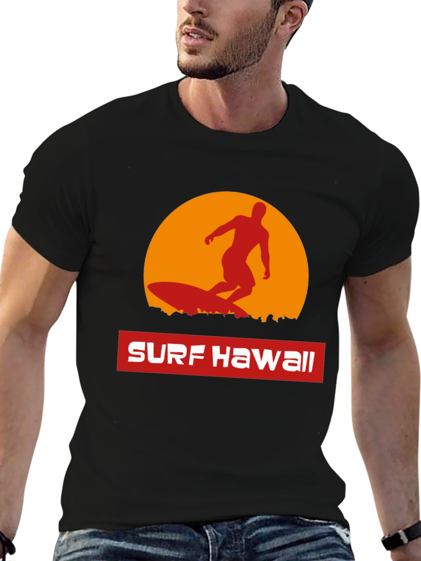 Surf Hawaii T-Shirt - Retro Sunset Surfer Tee