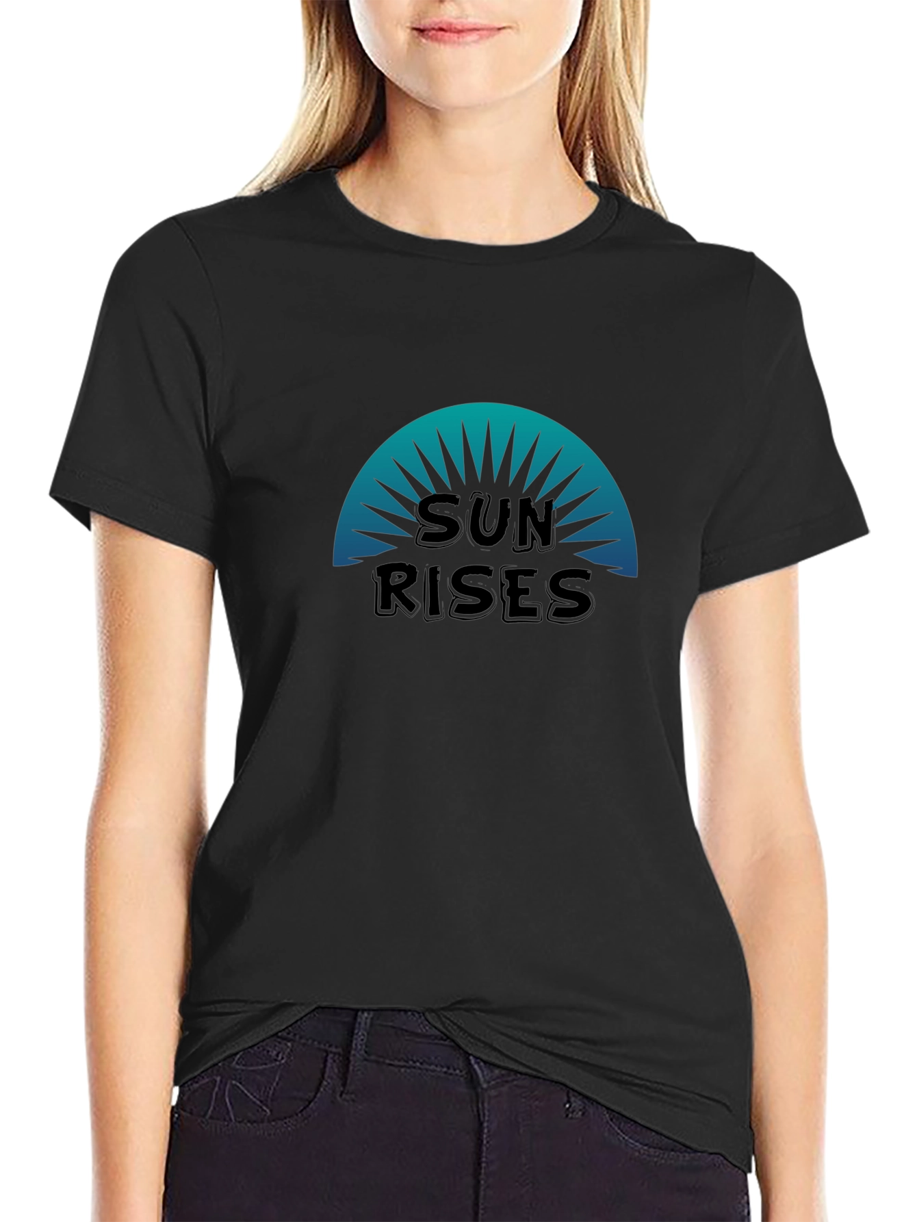 Sun Rises Graphic Tee - Black Cotton T-Shirt
