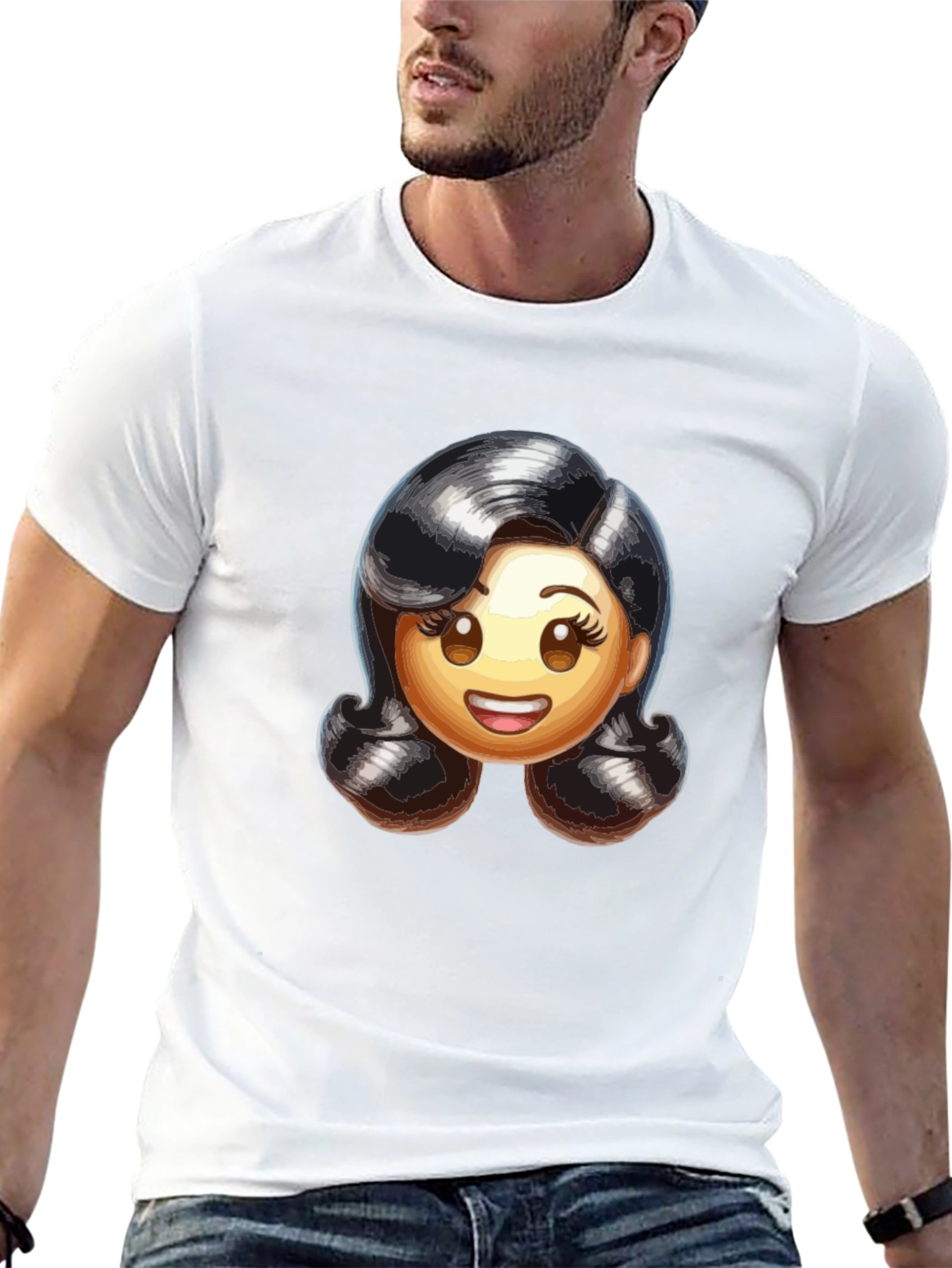 Retro Emoji Womans Black T-Shirt