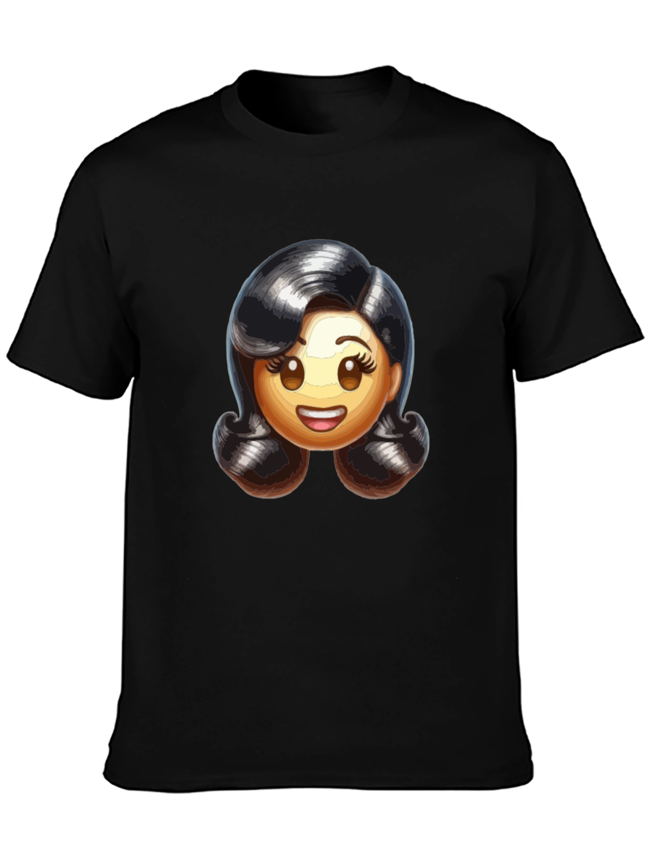 Retro Emoji Womans Black T-Shirt