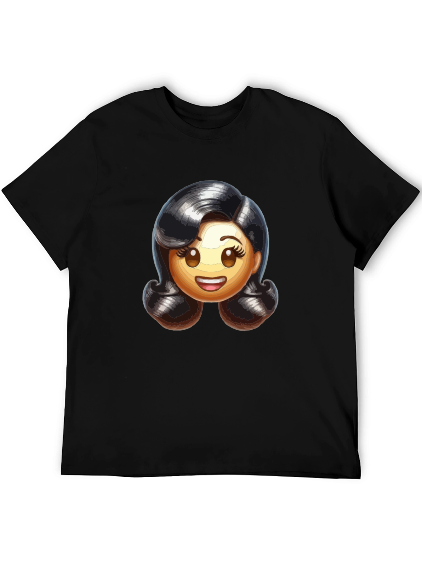 Retro Emoji Womans Black T-Shirt