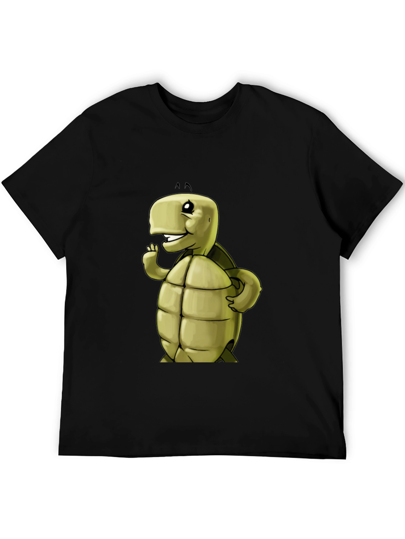 Cartoon Turtle Graphic Black T-Shirt