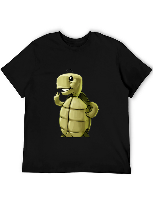 Cartoon Turtle Graphic Black T-Shirt