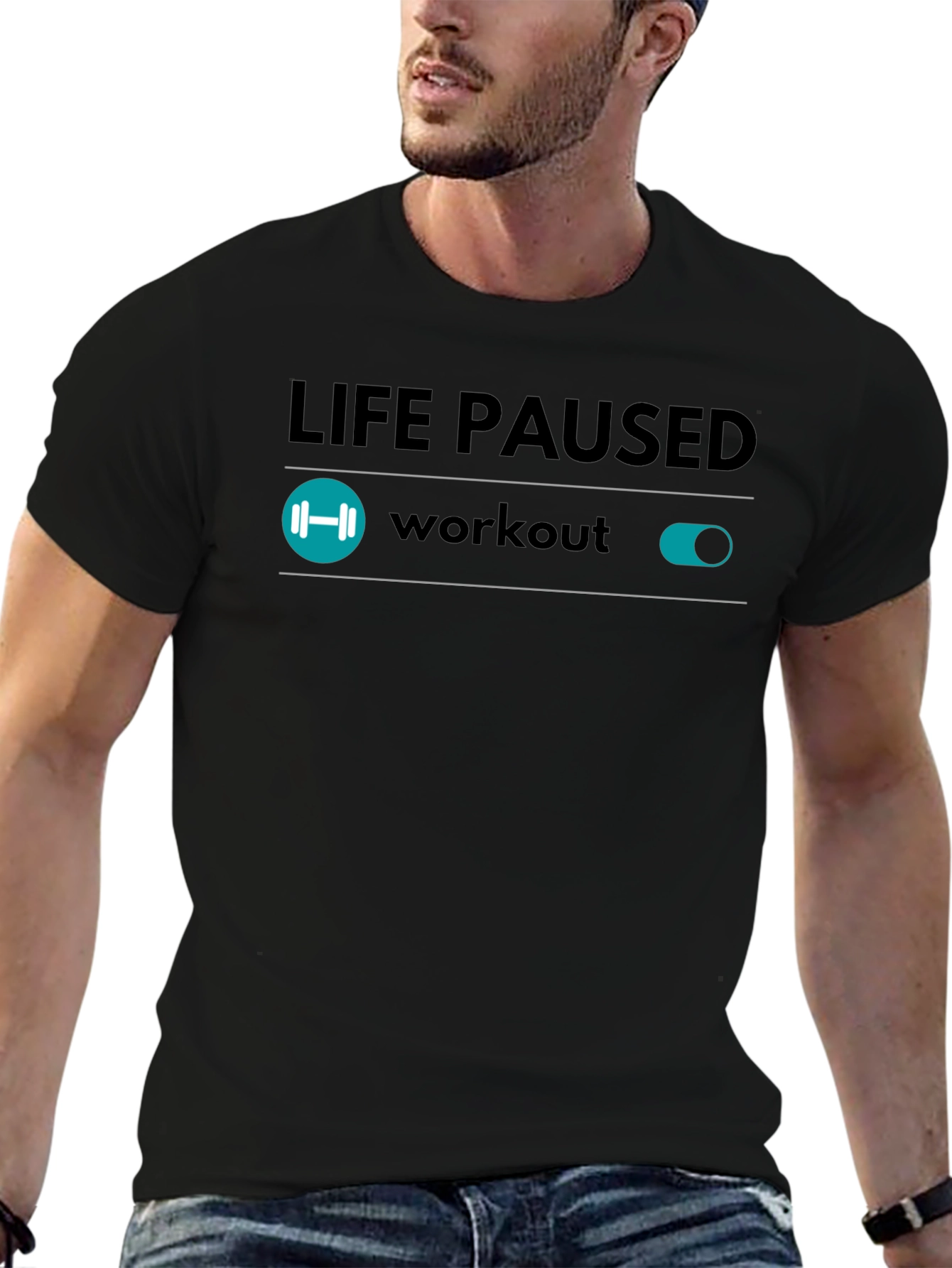 Life Paused Workout Mode T-Shirt - Black