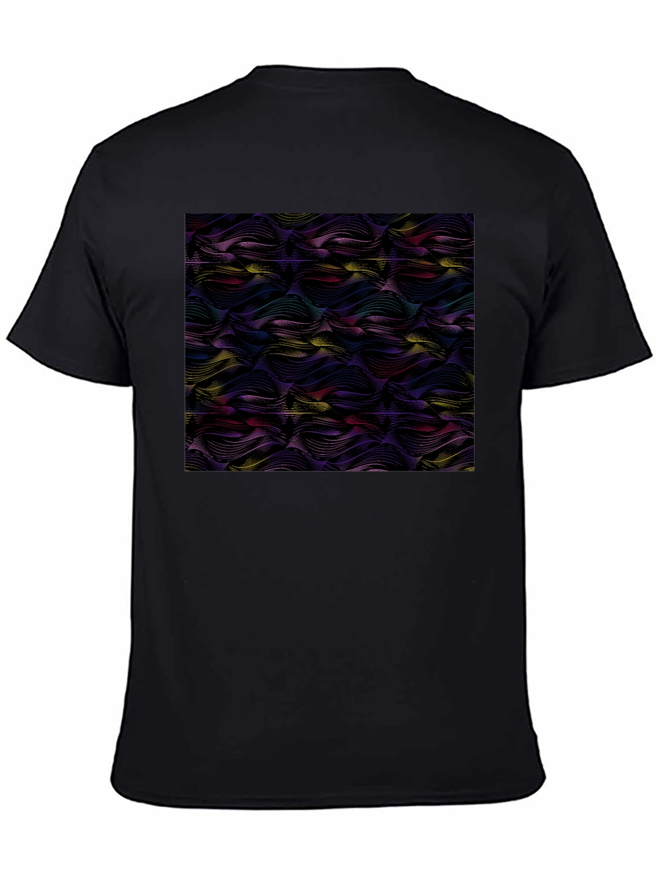 Abstract Wave Print Black T-Shirt