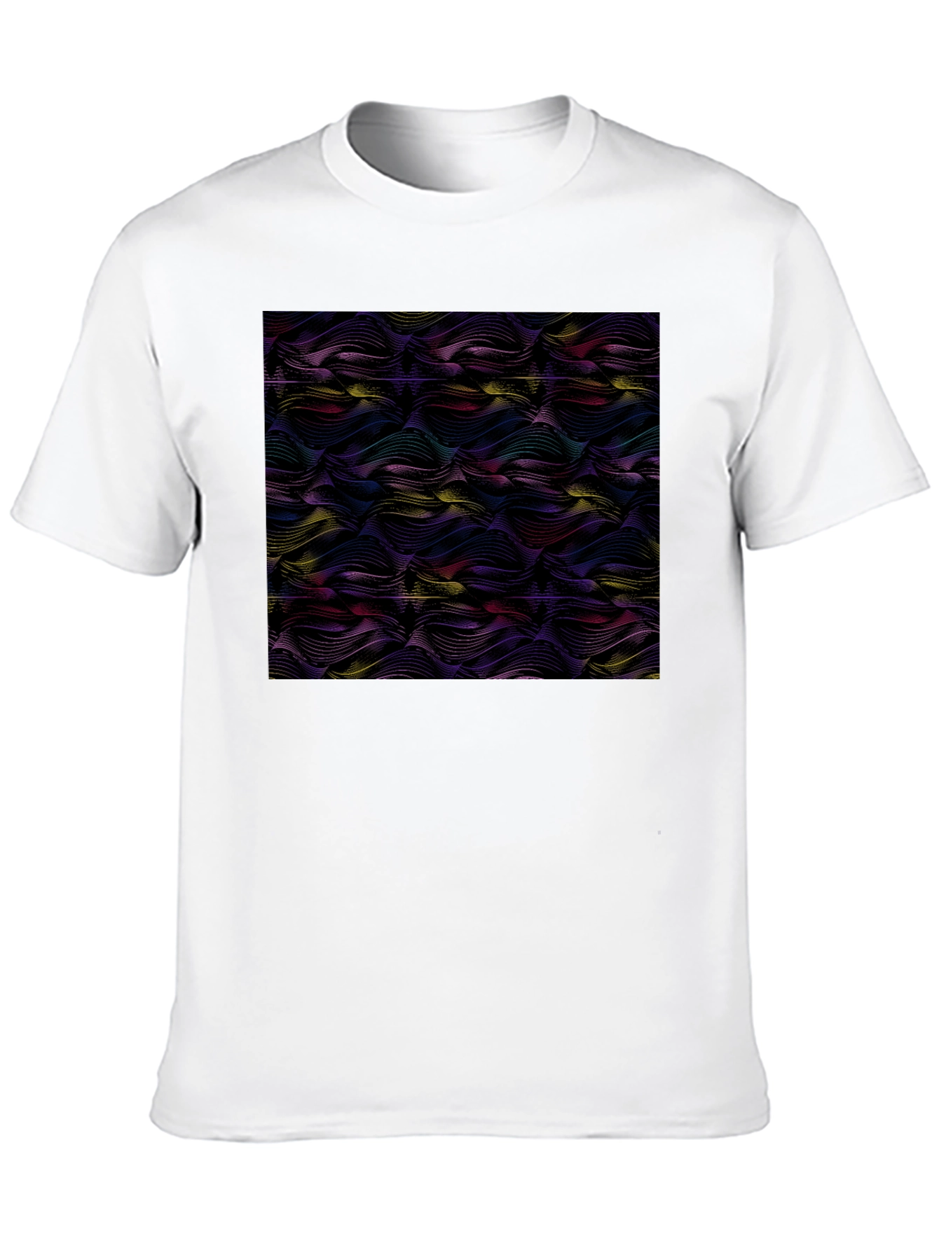 Abstract Wave Print Black T-Shirt