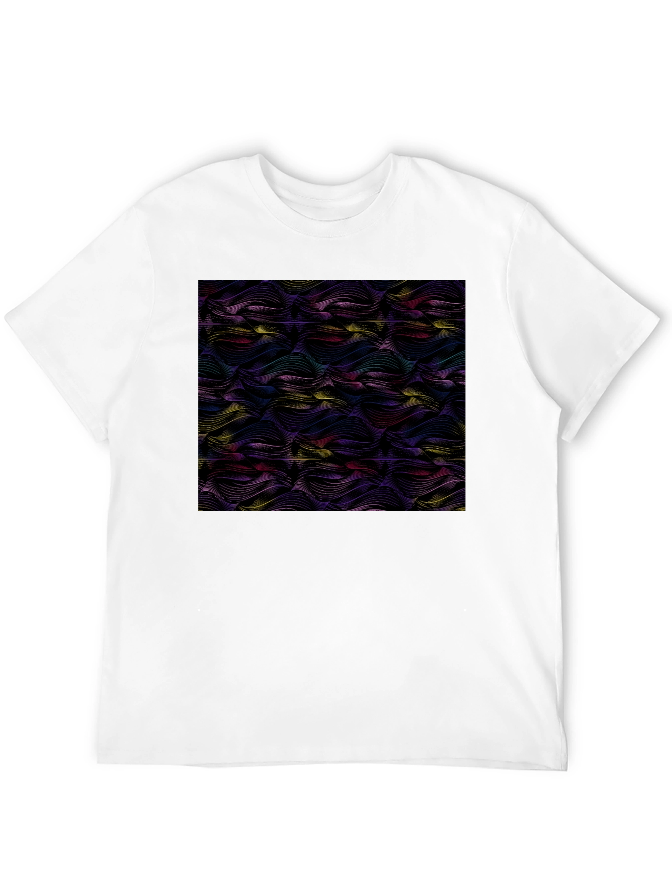 Abstract Wave Print Black T-Shirt