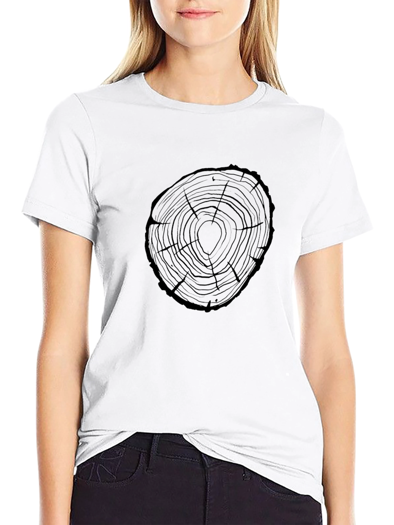 Black Tree Ring Graphic Tee - Nature Lovers Style