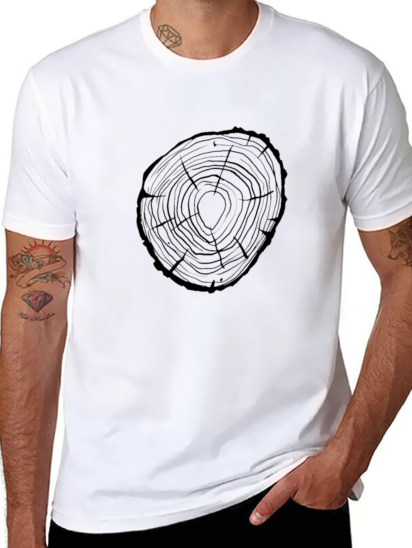Black Tree Ring Graphic Tee - Nature Lovers Style