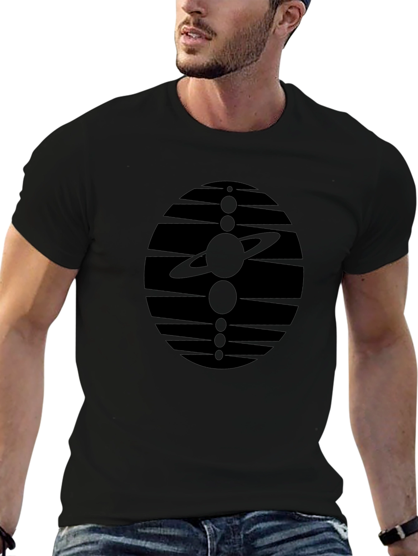 Cosmic Harmony Tee - Black Graphic Print