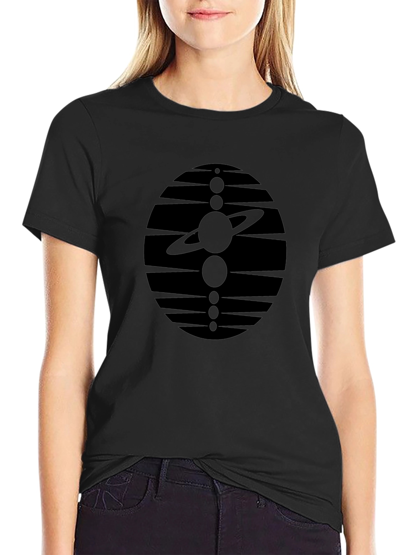 Cosmic Harmony Tee - Black Graphic Print