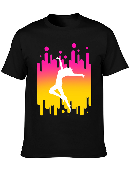 Dance Silhouette Graphic Tee - Black Cotton Blend
