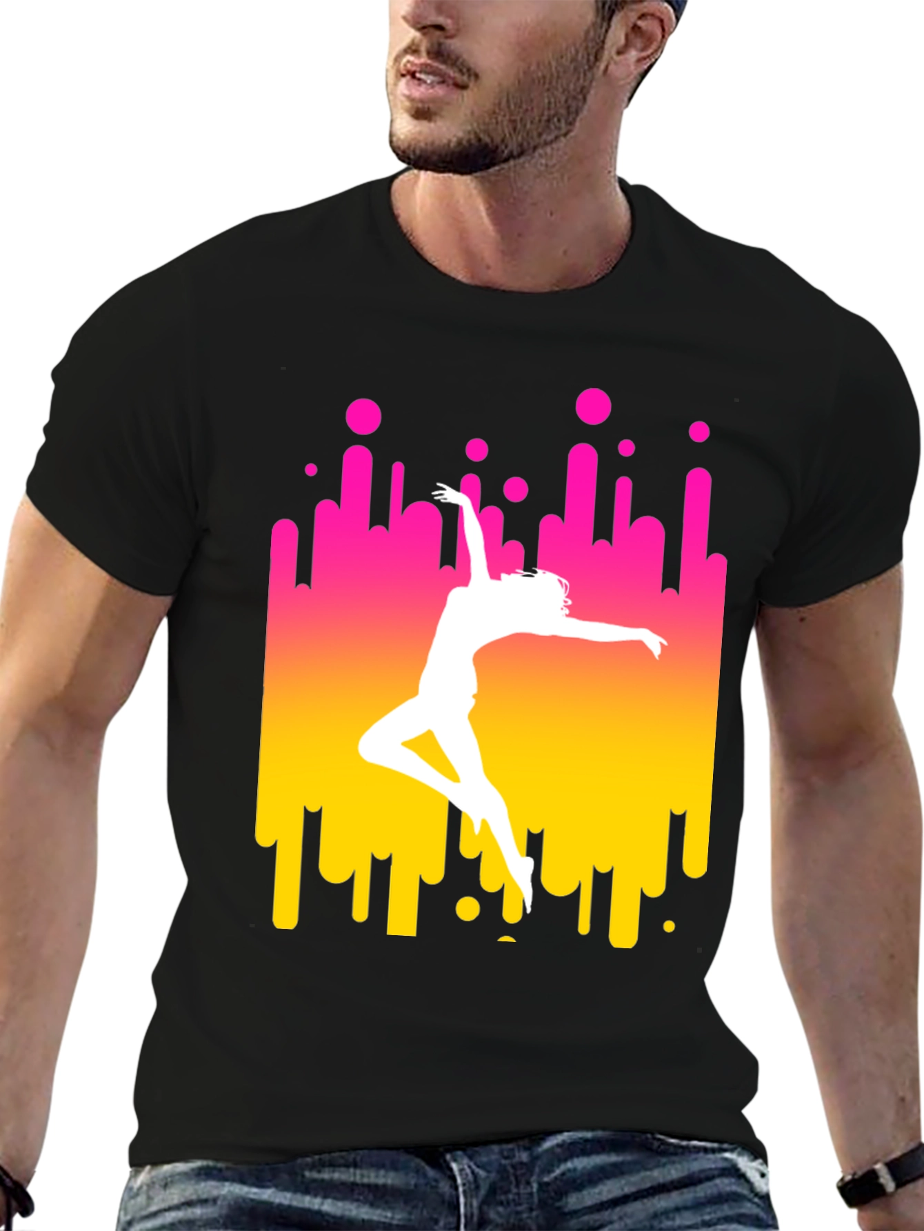 Dance Silhouette Graphic Tee - Black Cotton Blend