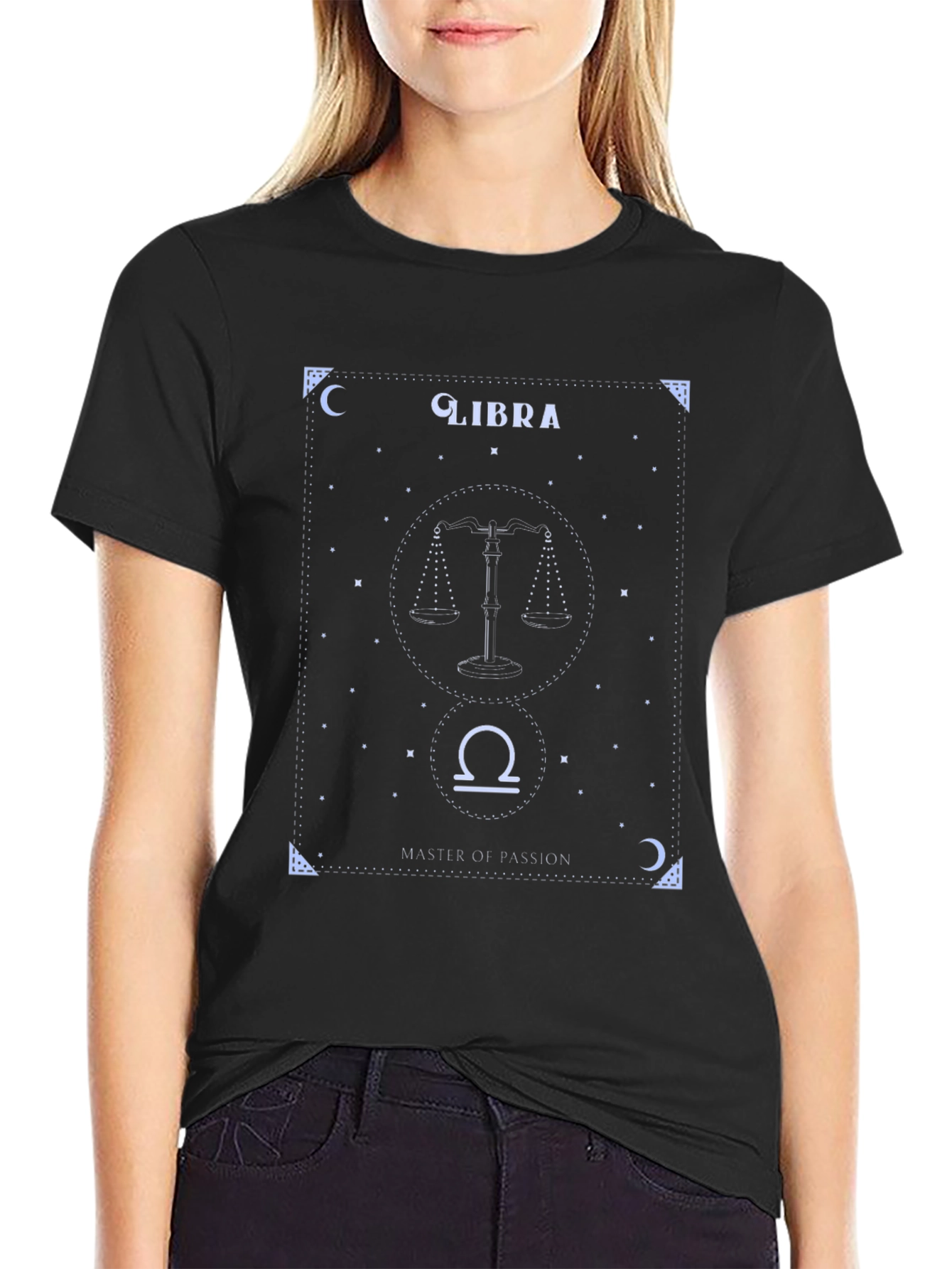 Libra Zodiac Black Graphic T-Shirt