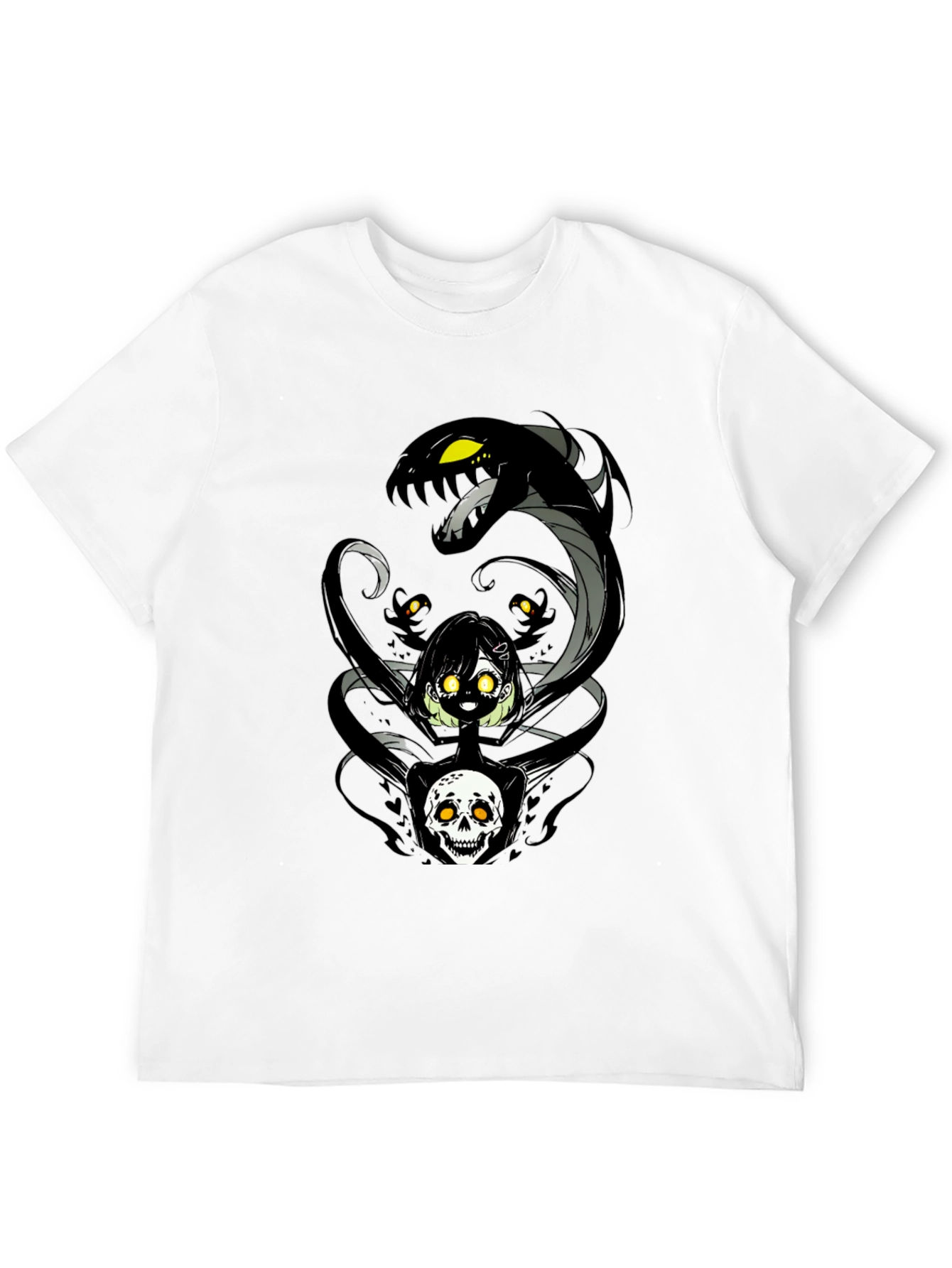 Snake & Skull Graphic Tee - Dark Anime Style