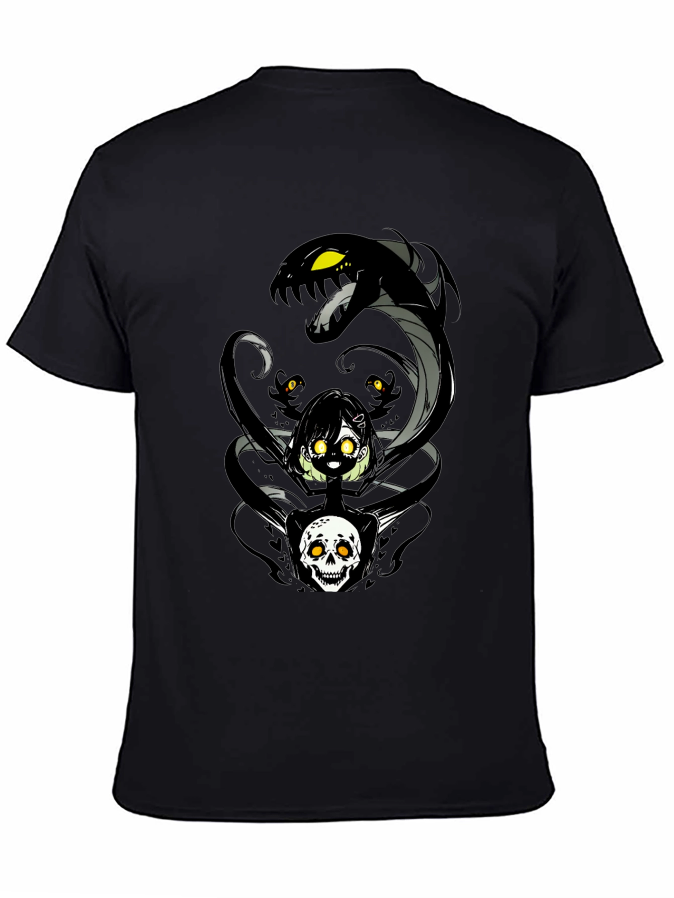 Snake & Skull Graphic Tee - Dark Anime Style