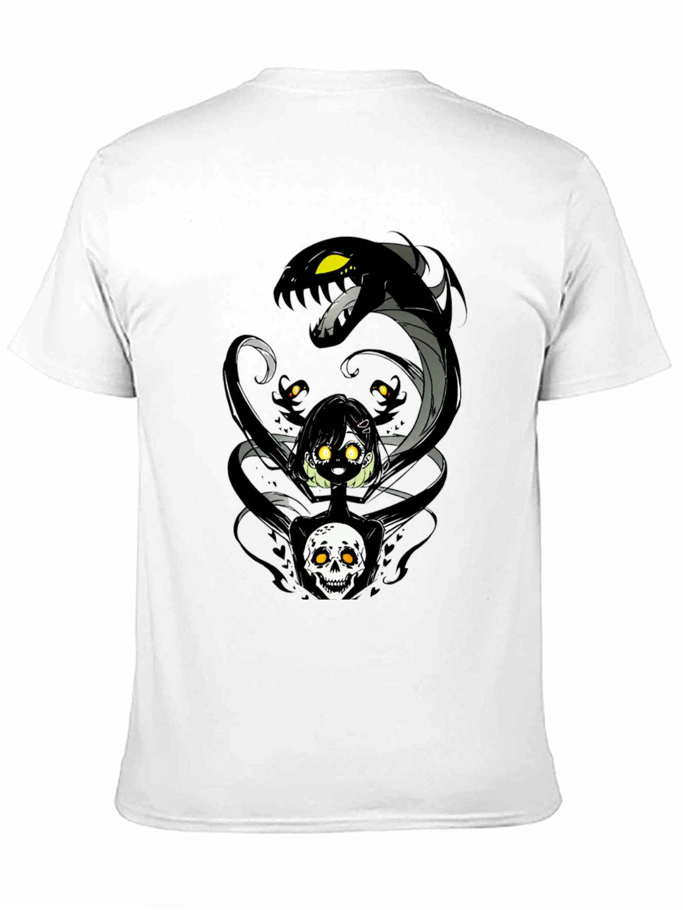 Snake & Skull Graphic Tee - Dark Anime Style