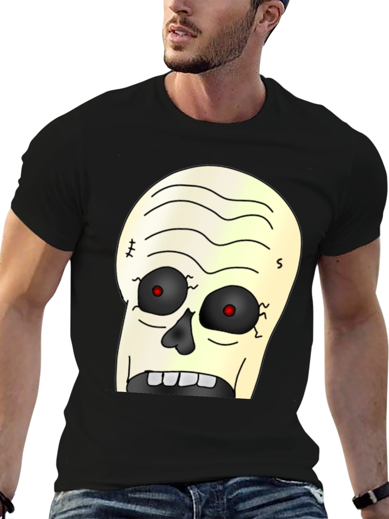 Zombie Cartoon Graphic T-Shirt - Black