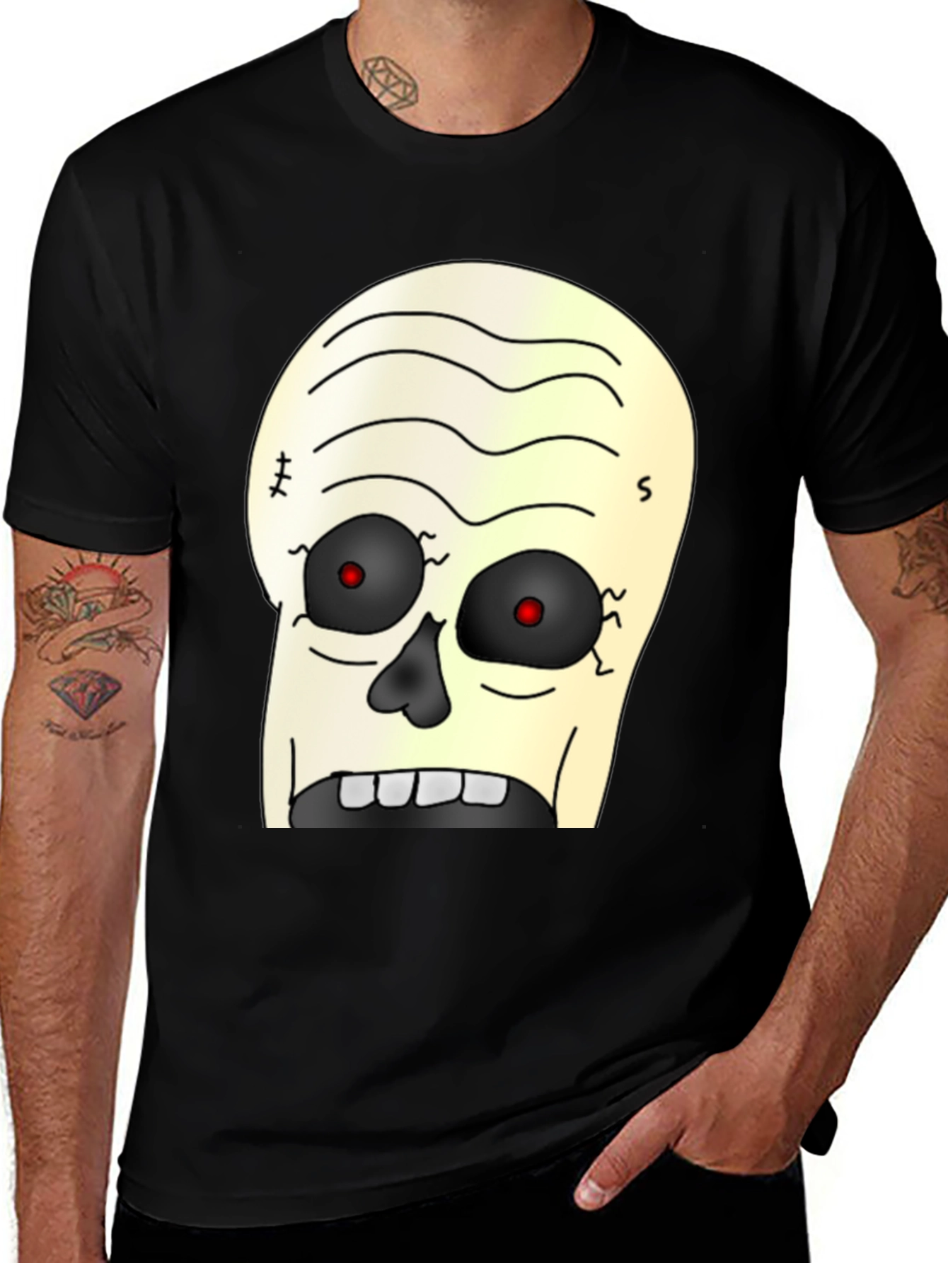 Zombie Cartoon Graphic T-Shirt - Black