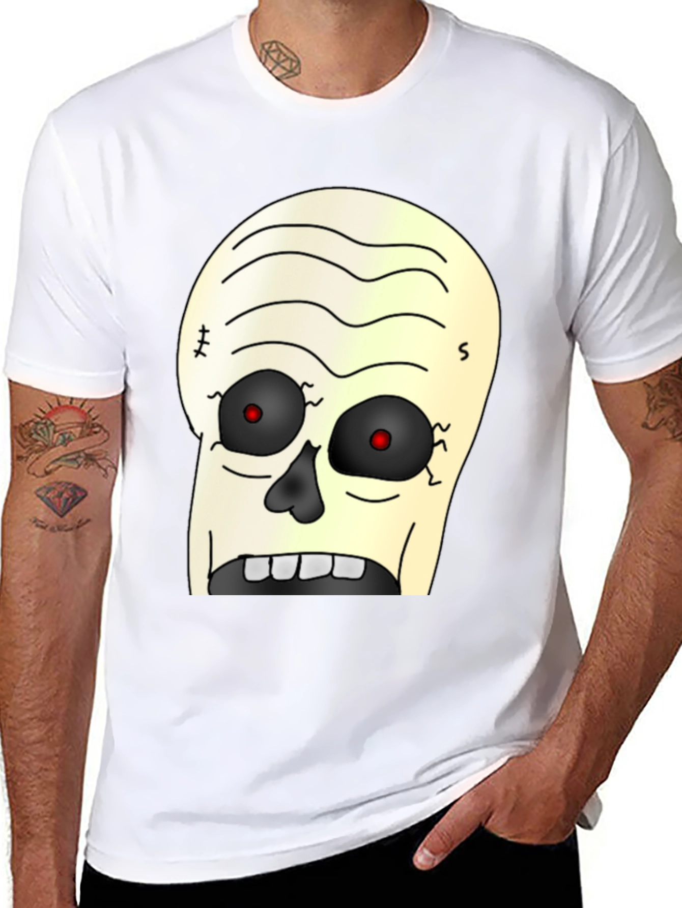 Zombie Cartoon Graphic T-Shirt - Black