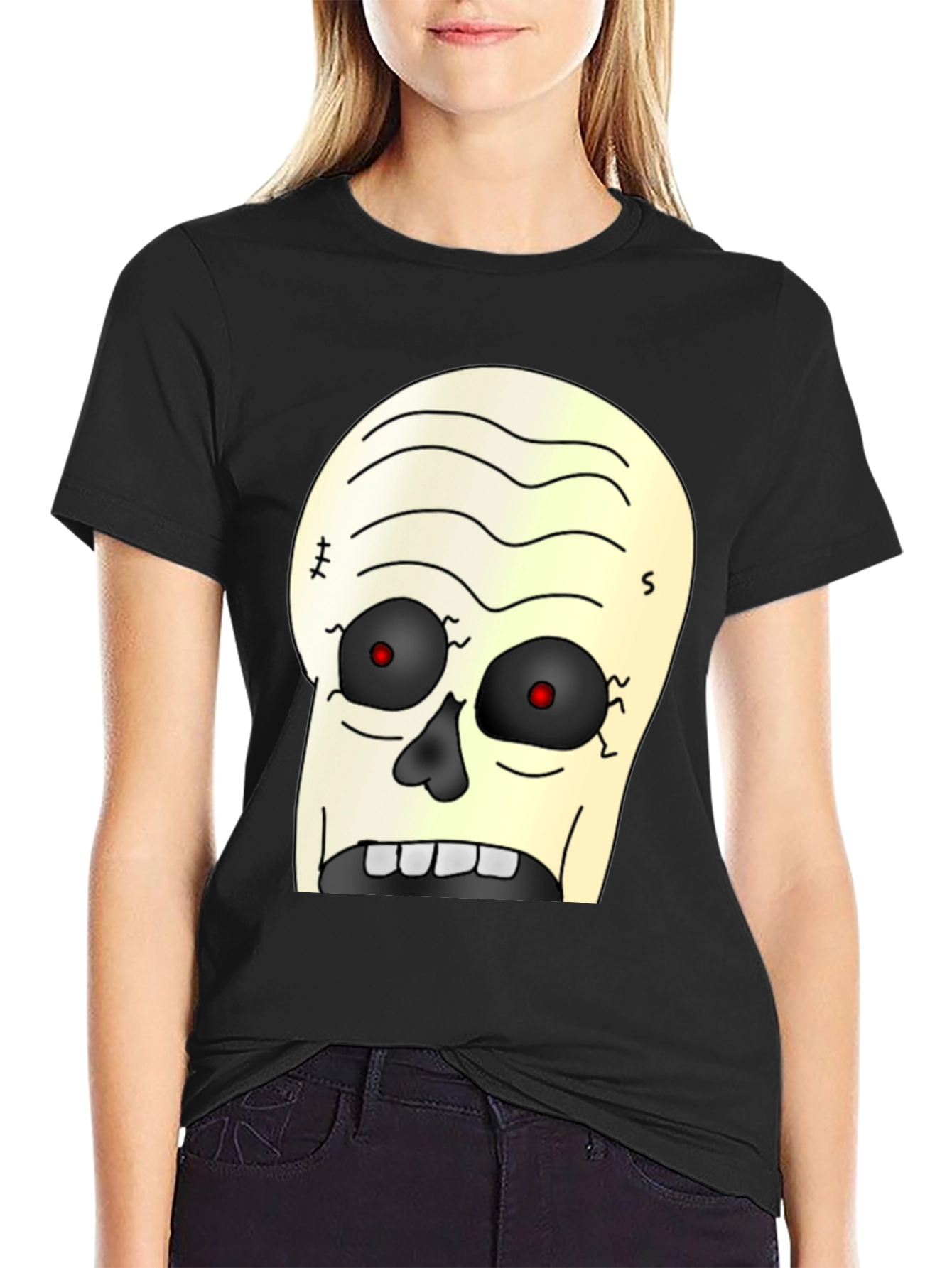 Zombie Cartoon Graphic T-Shirt - Black