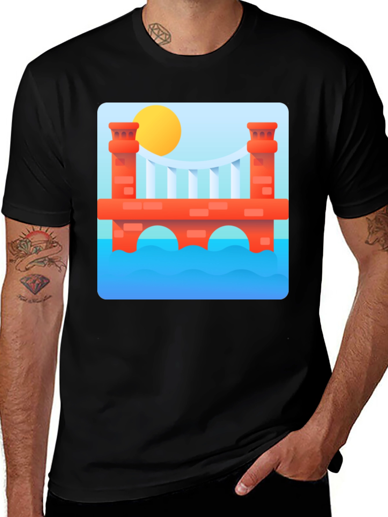 Abstract Bridge Graphic T-Shirt