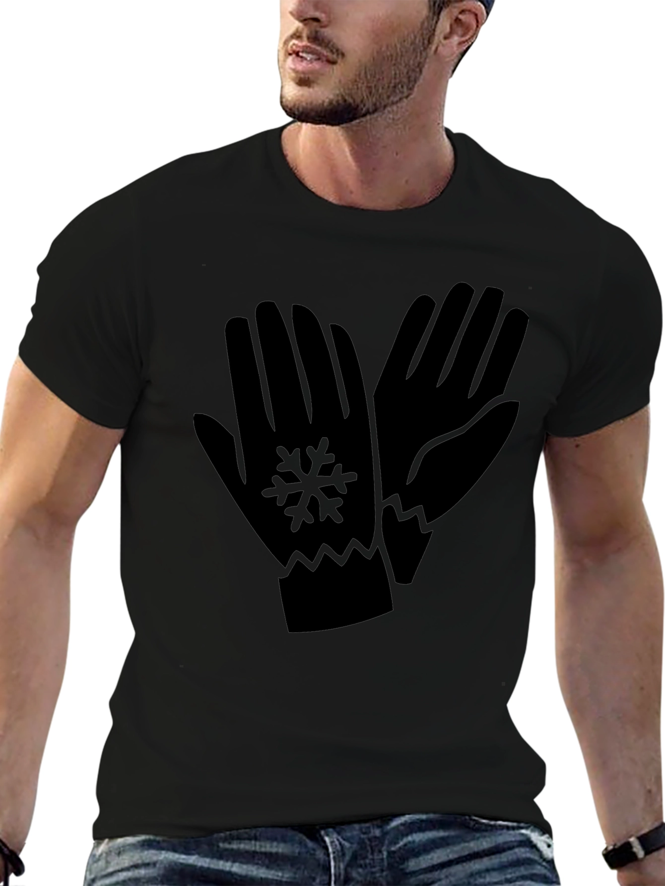 Winter Gloves Graphic Black T-Shirt
