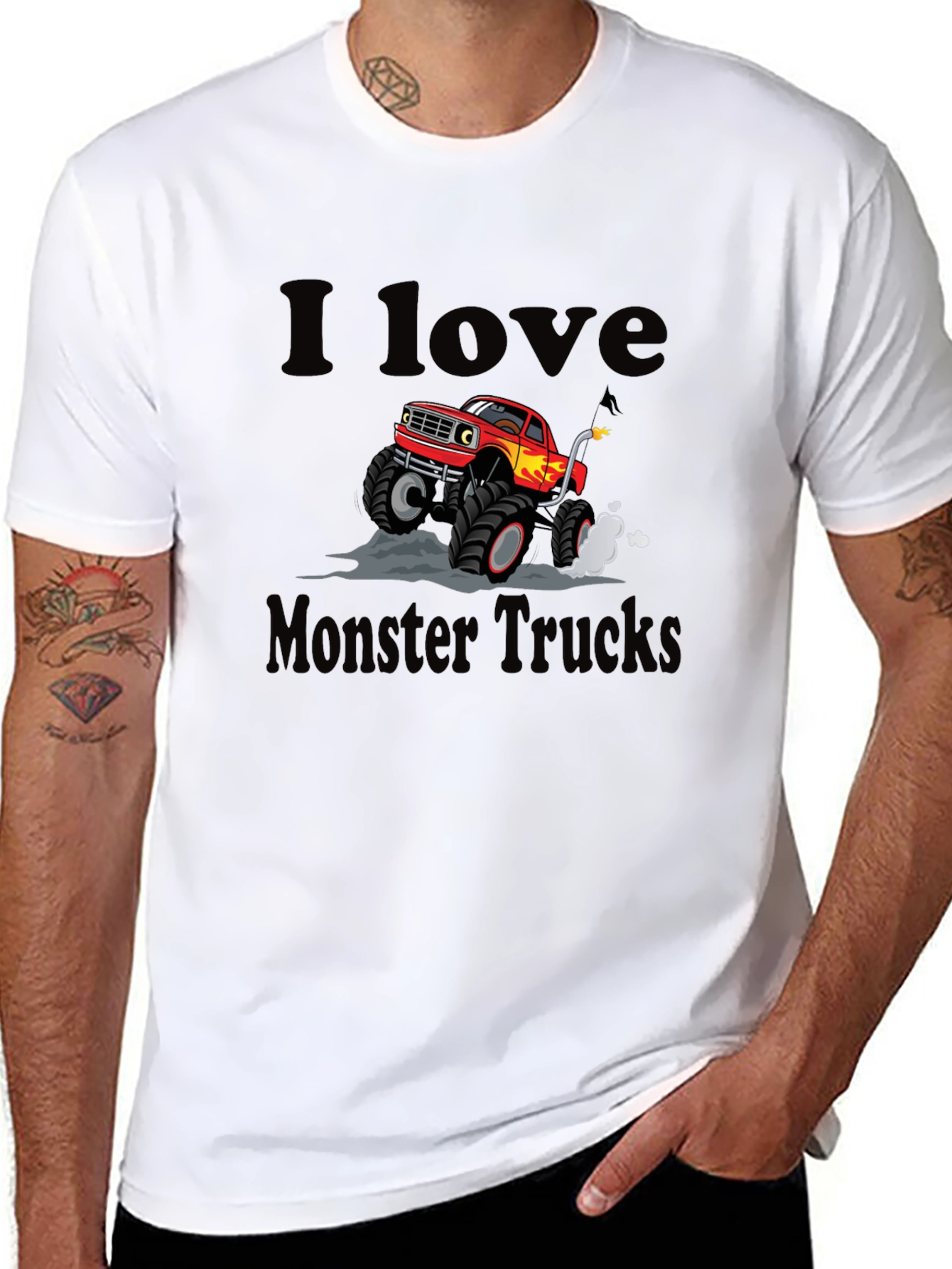 I Love Monster Trucks Black Graphic Tee