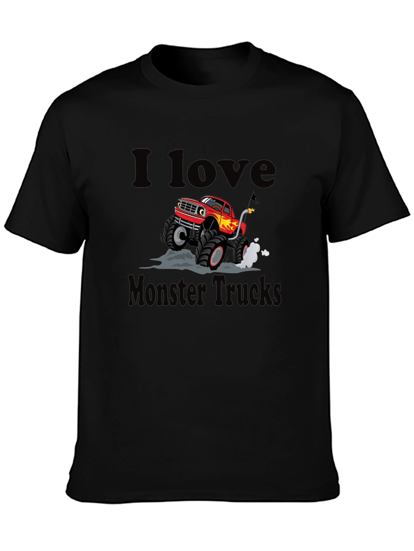 I Love Monster Trucks Black Graphic Tee
