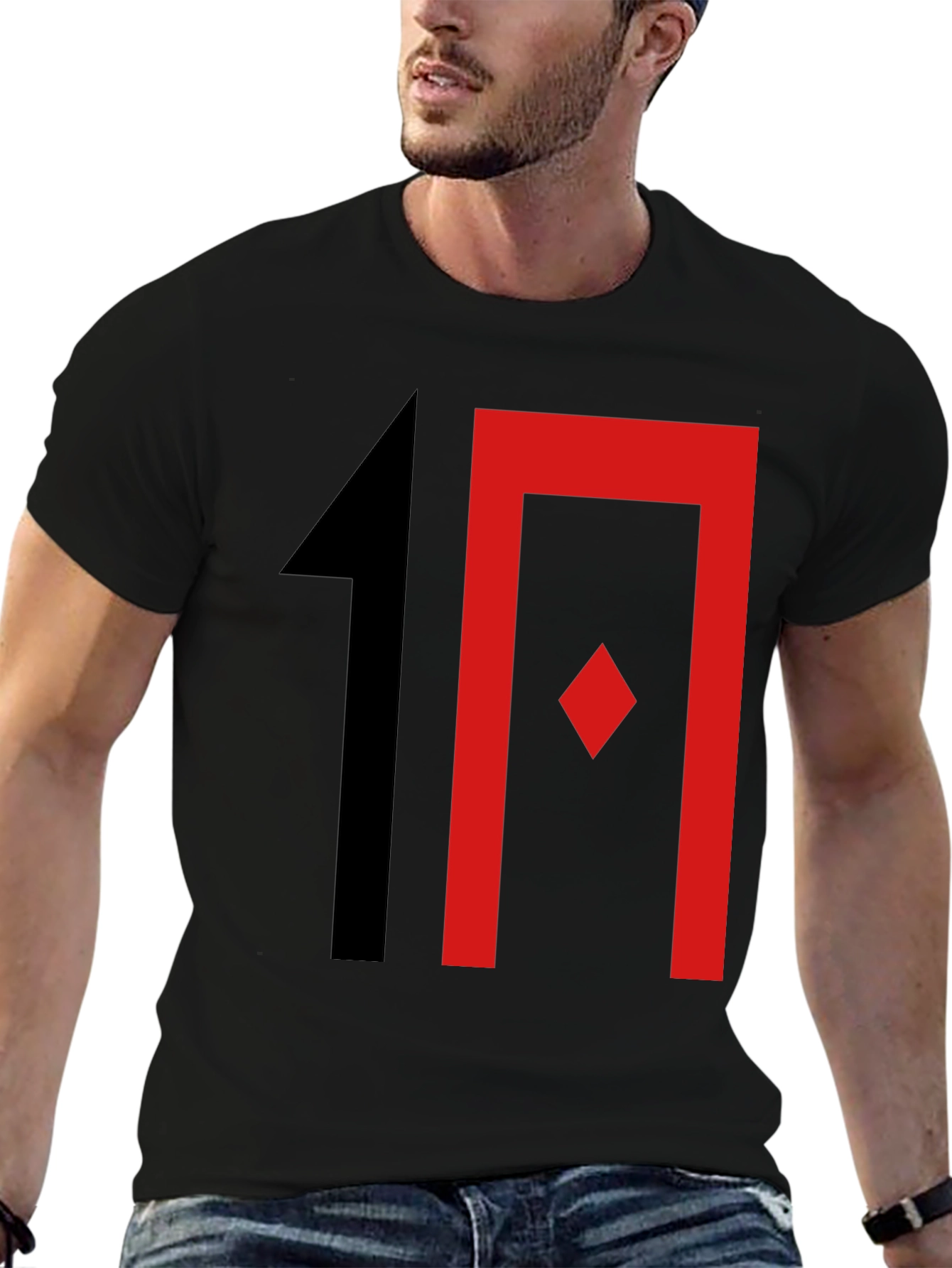 Stylish Graphic Print T-Shirt - Black with Bold Design