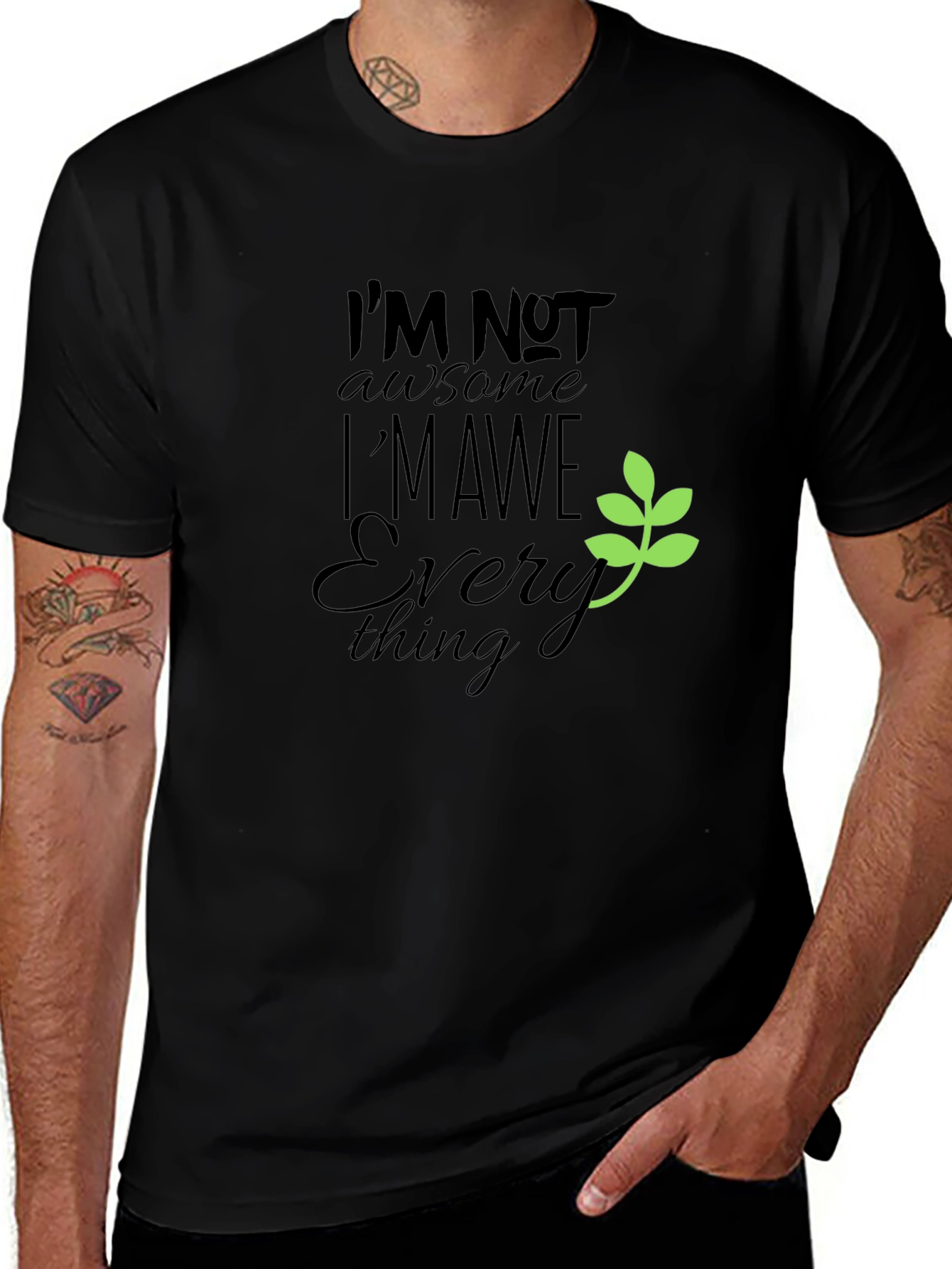 Awesome Everything Black Graphic Tee for Men