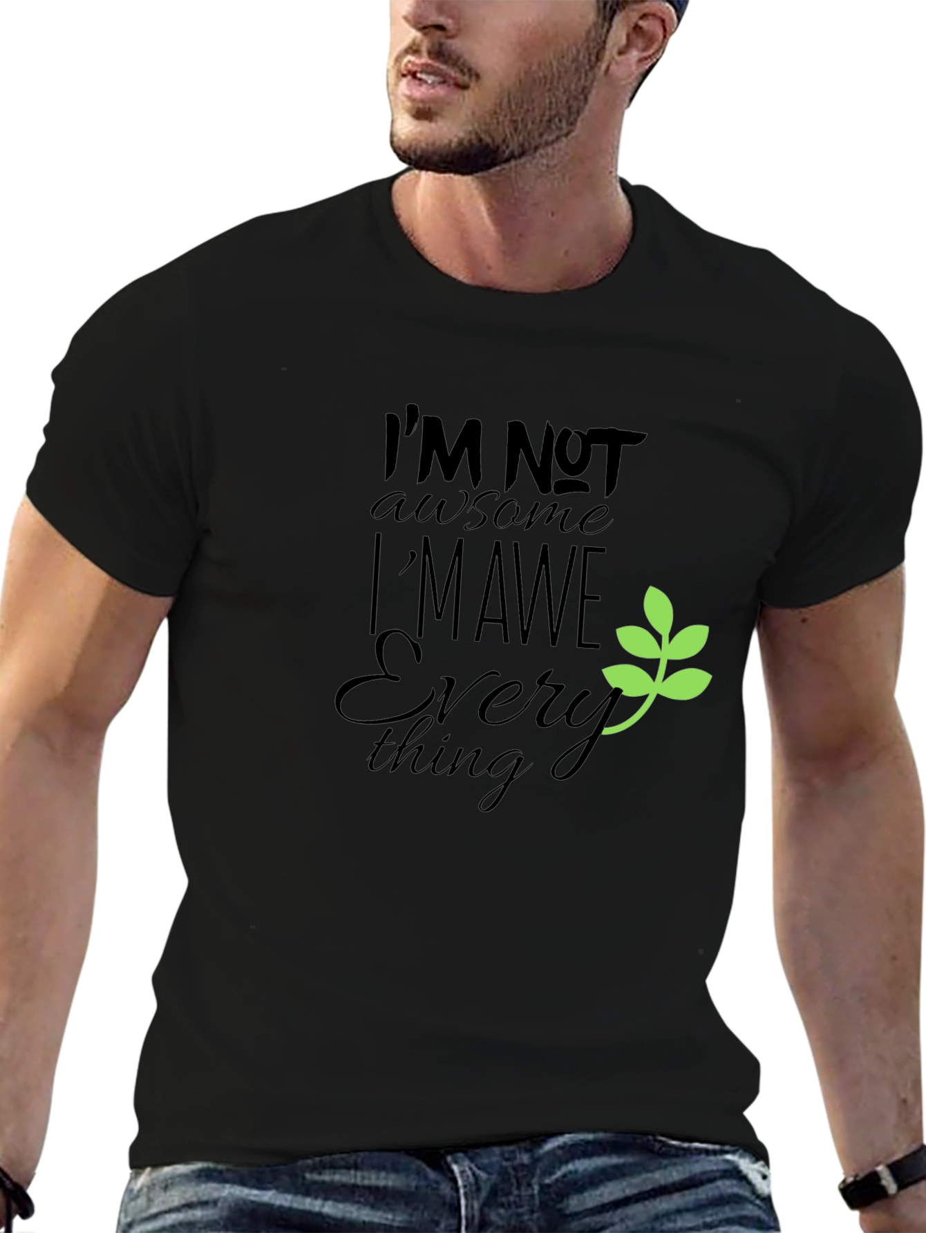 Awesome Everything Black Graphic Tee for Men