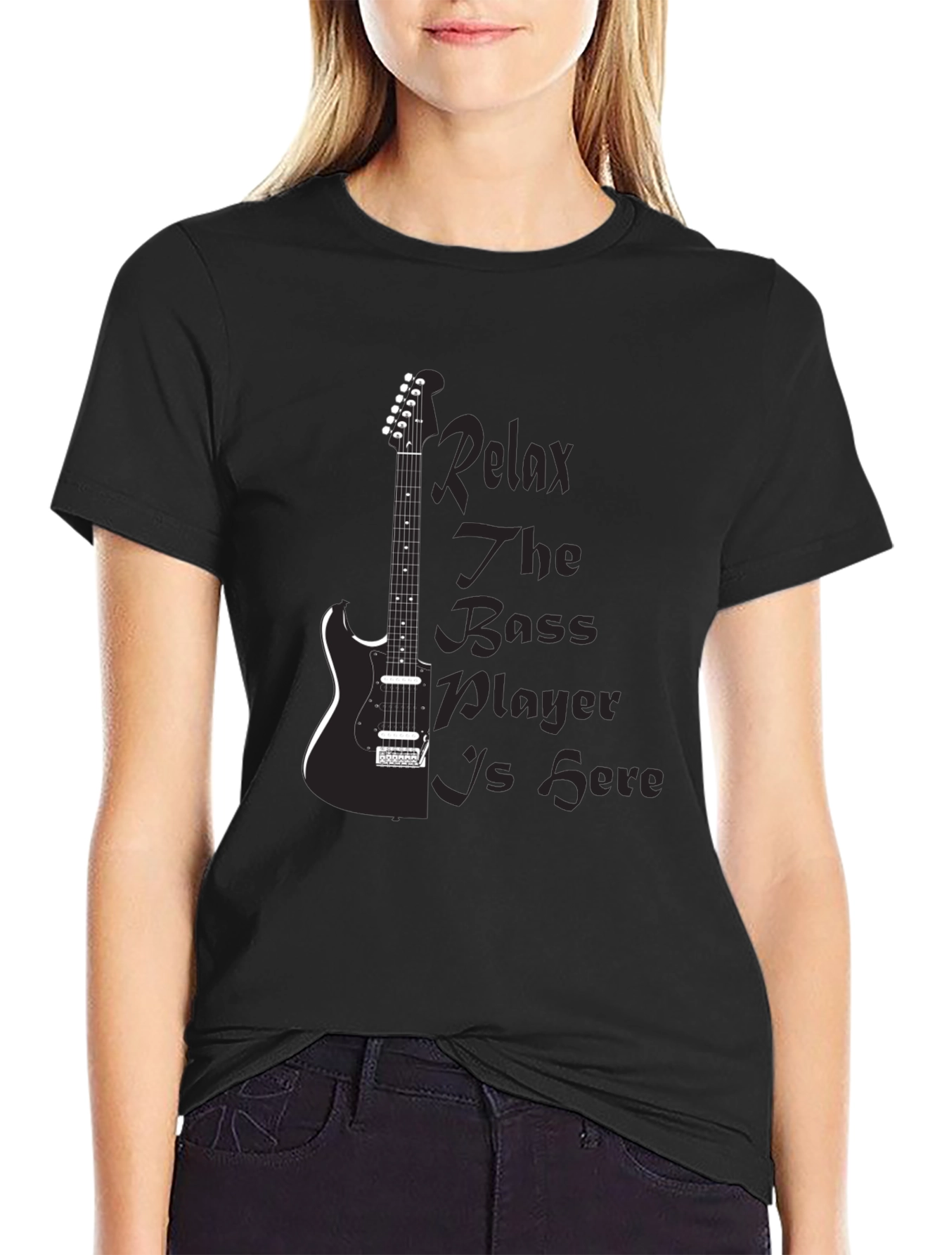 Relax Bass Player Black Graphic Tee