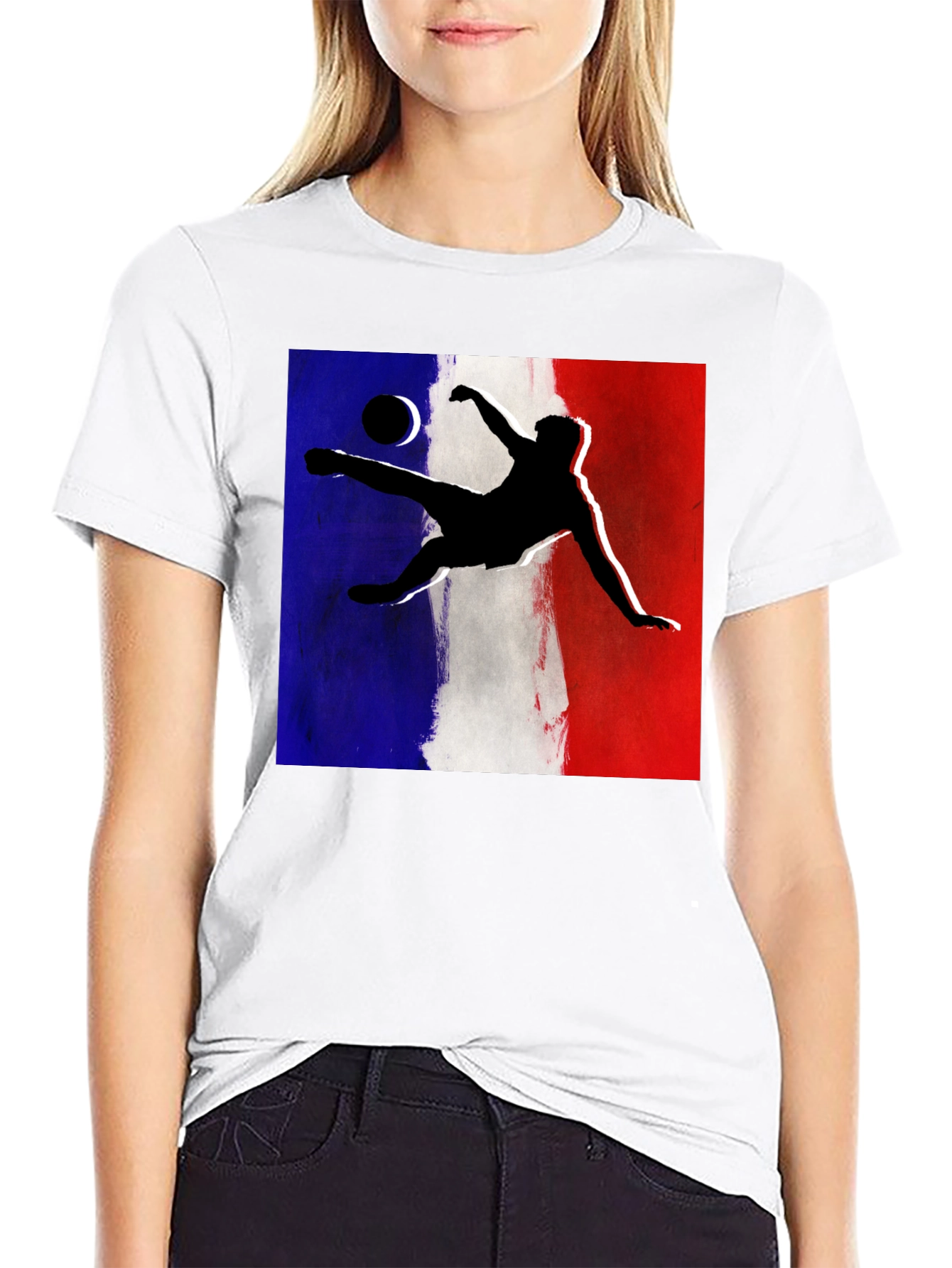 French Soccer Kick T-Shirt - Black Cotton Tee