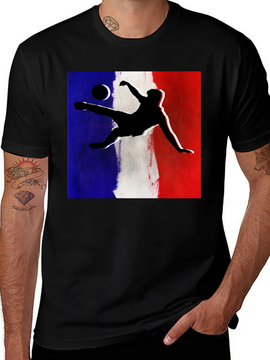 French Soccer Kick T-Shirt - Black Cotton Tee