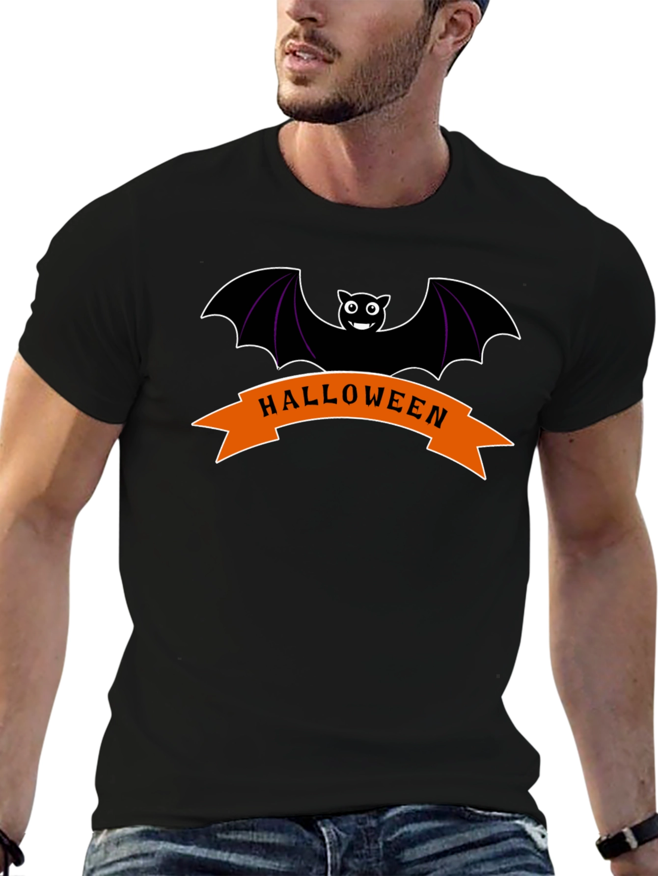 Halloween Bat Graphic Tee - Spooky Season Apparel