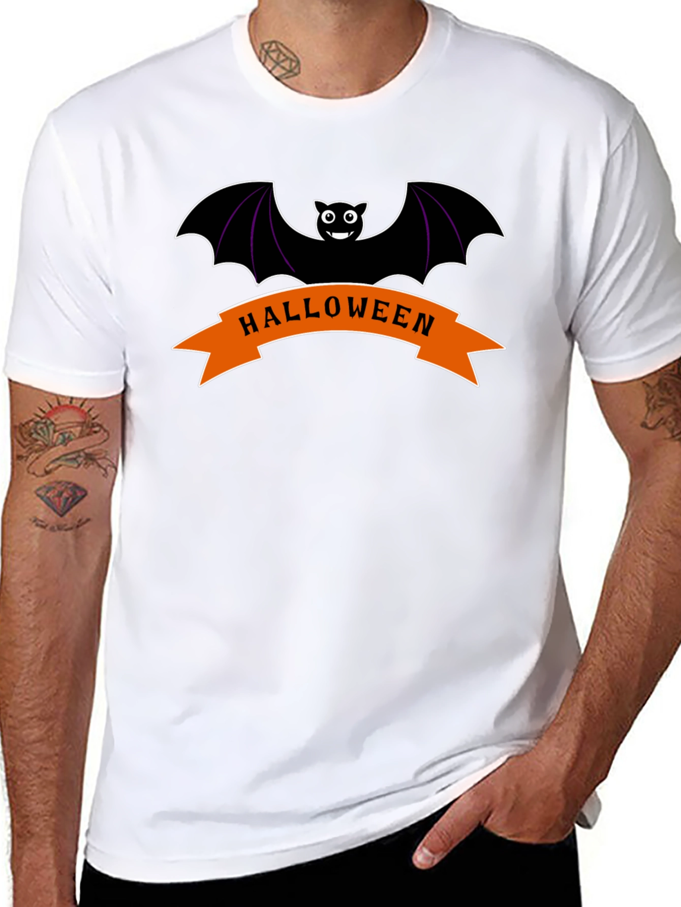 Halloween Bat Graphic Tee - Spooky Season Apparel
