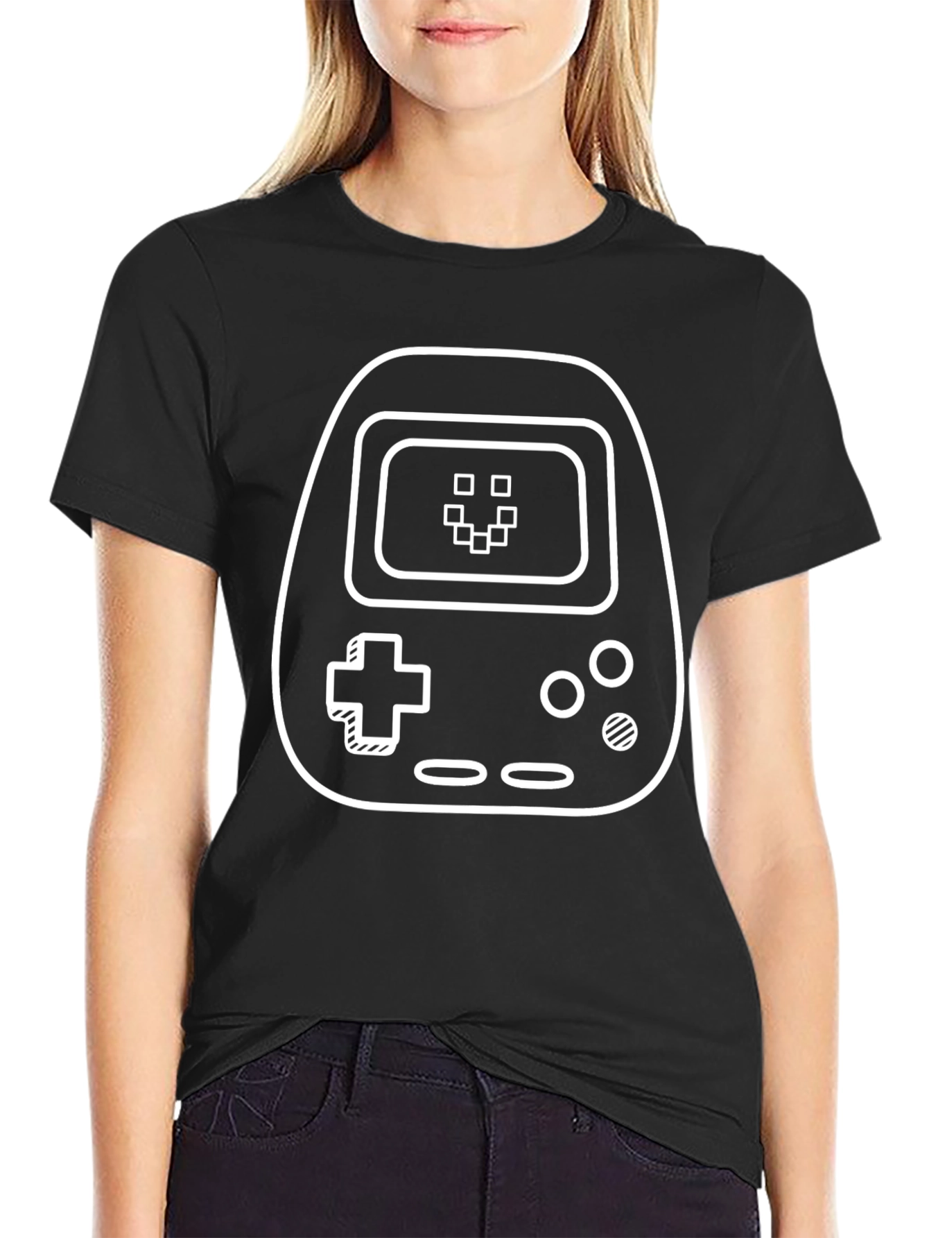 Retro Game Console Graphic Tee - Black