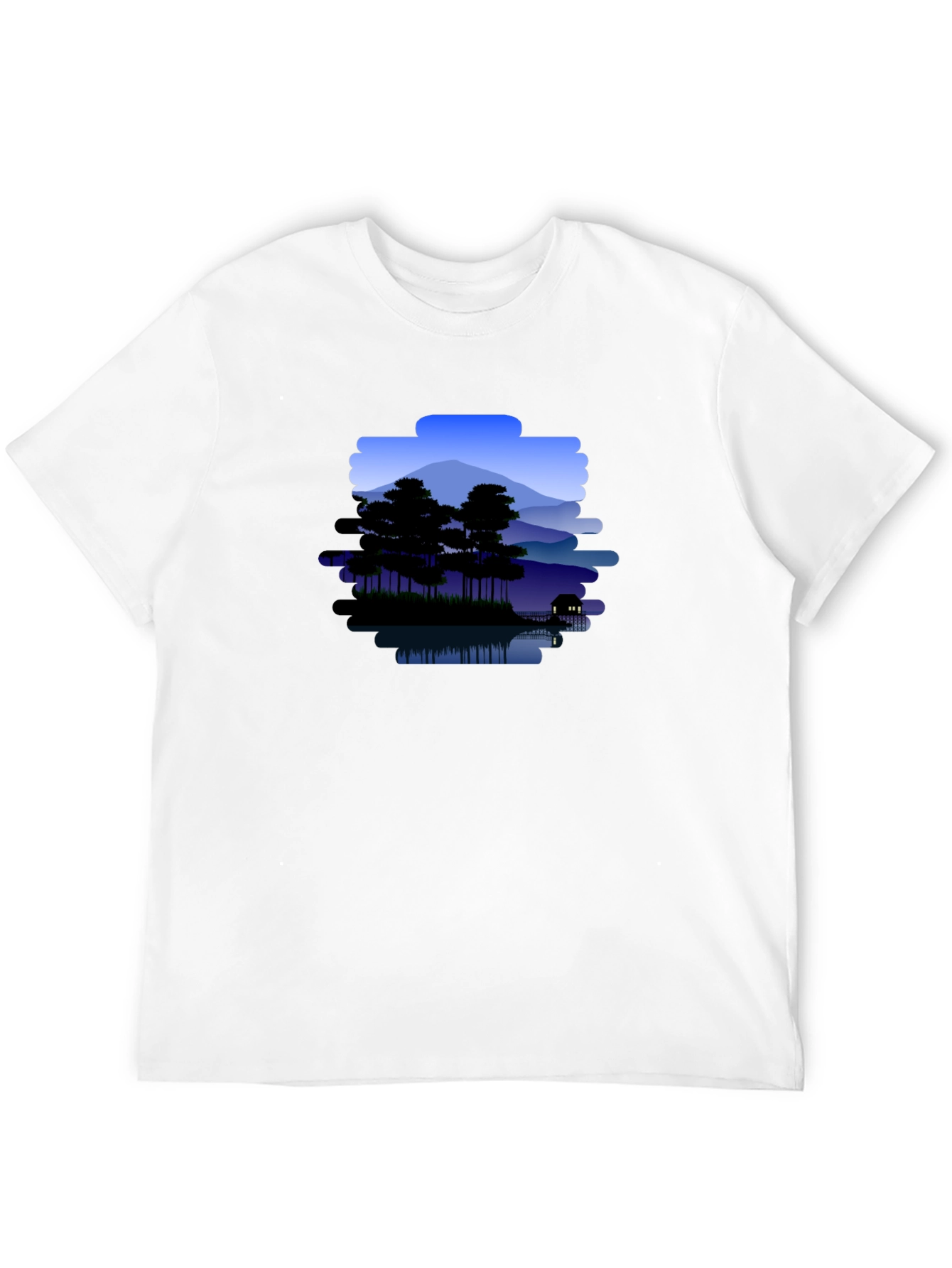 Mountain Lake Scene Graphic T-Shirt