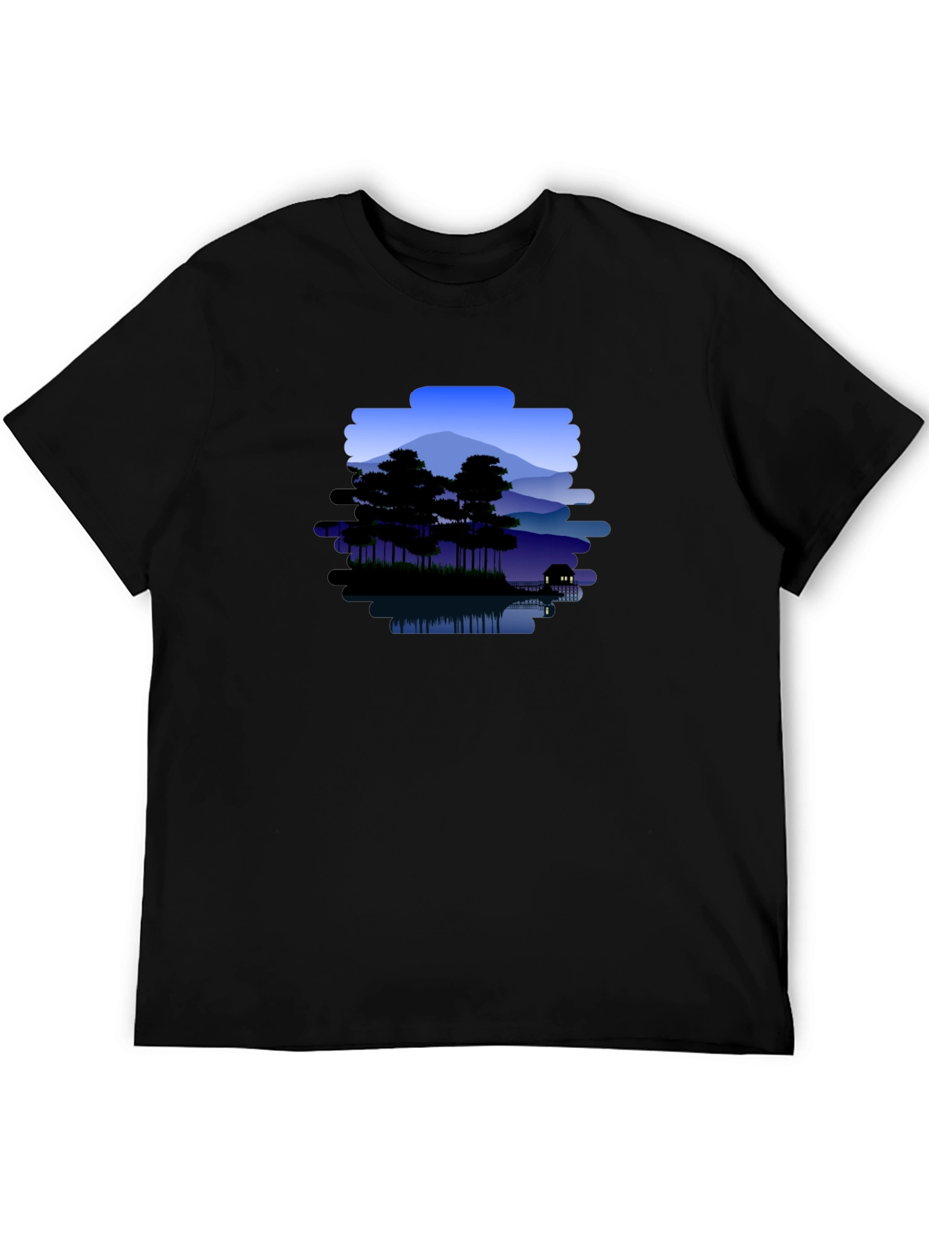 Mountain Lake Scene Graphic T-Shirt