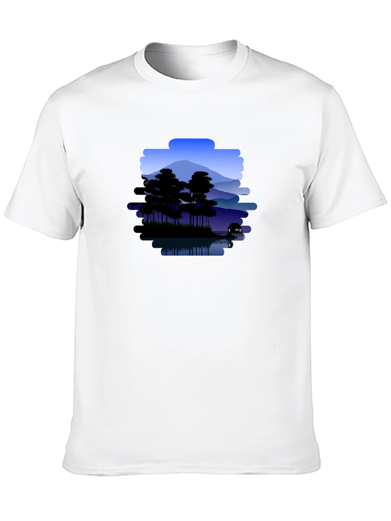 Mountain Lake Scene Graphic T-Shirt