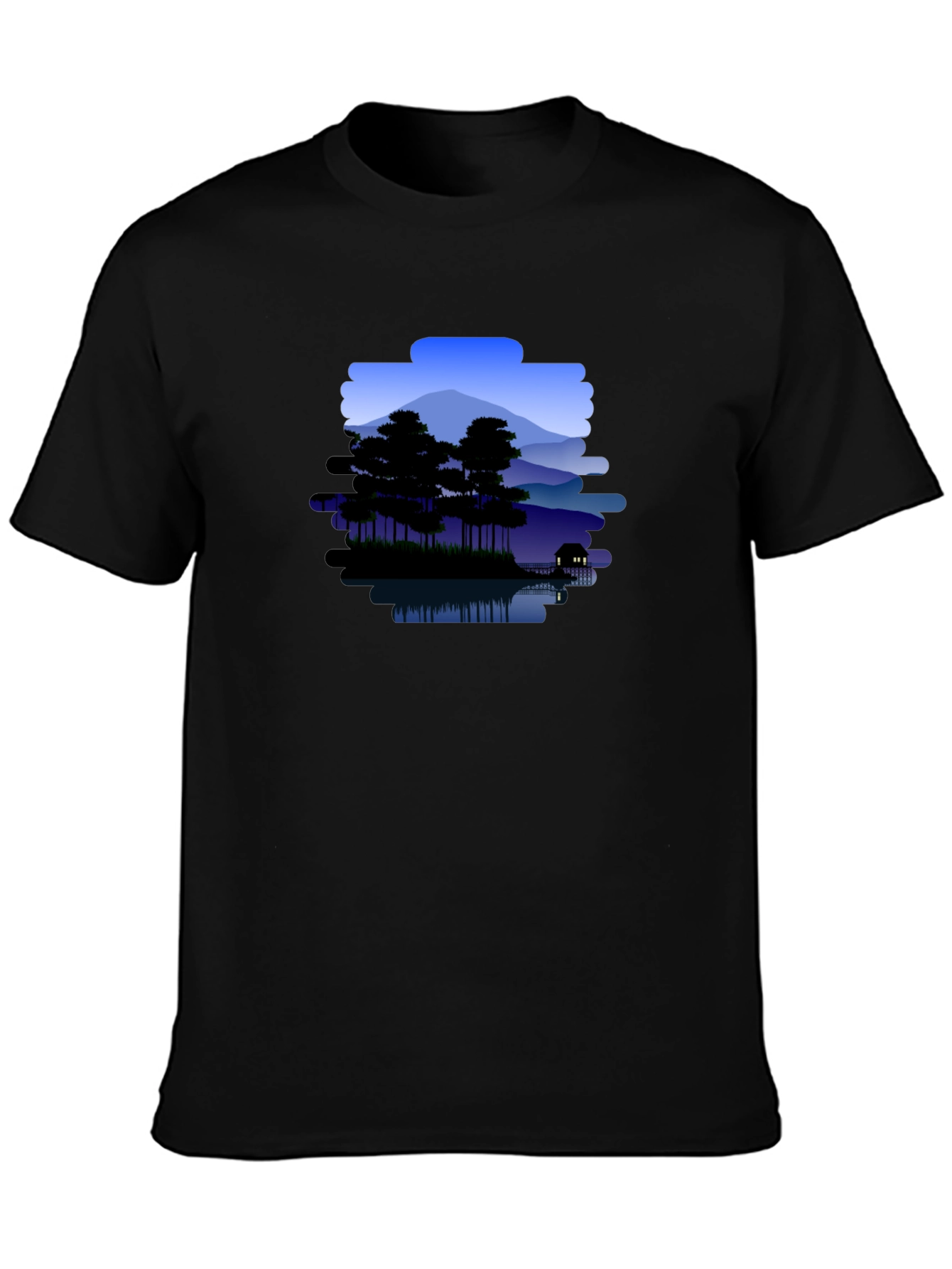 Mountain Lake Scene Graphic T-Shirt