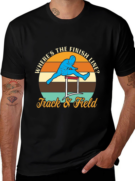 Track & Field Tee: Wheres the Finish Line? Black Cotton T-Shirt