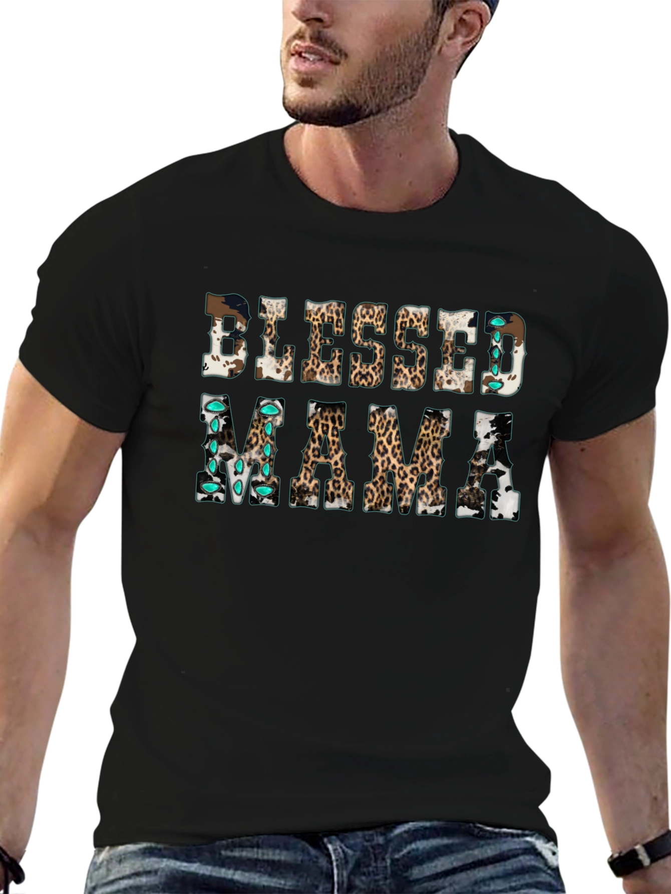 Blessed Mama T-Shirt: Unique Animal Print Design