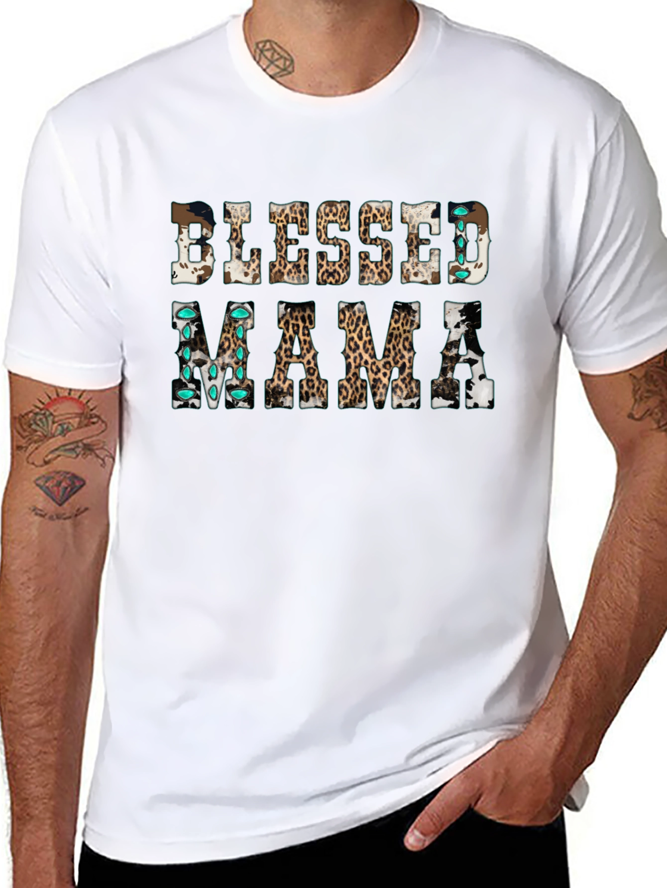 Blessed Mama T-Shirt: Unique Animal Print Design
